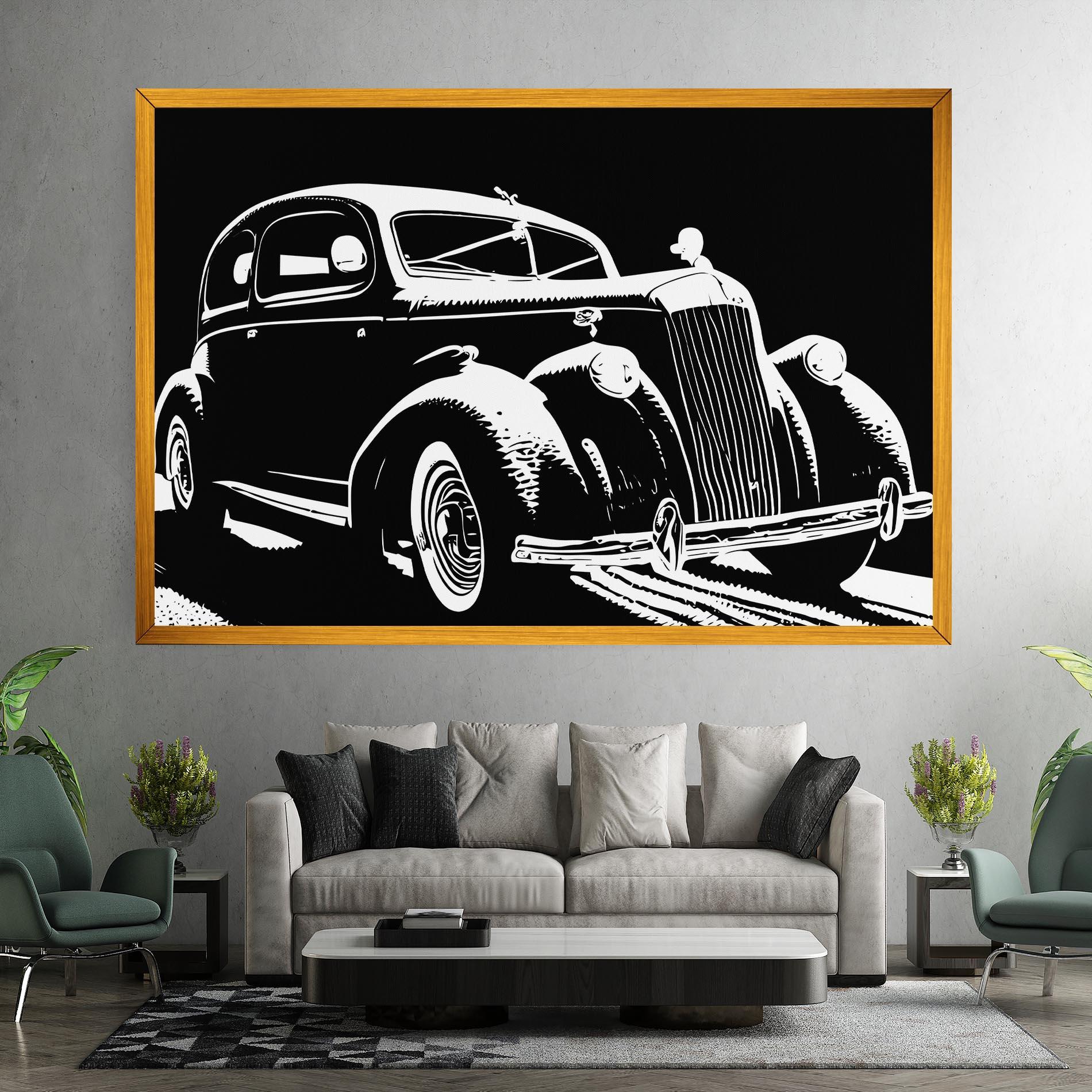 Tablou Canvas Old Car Shilouette mockup 7