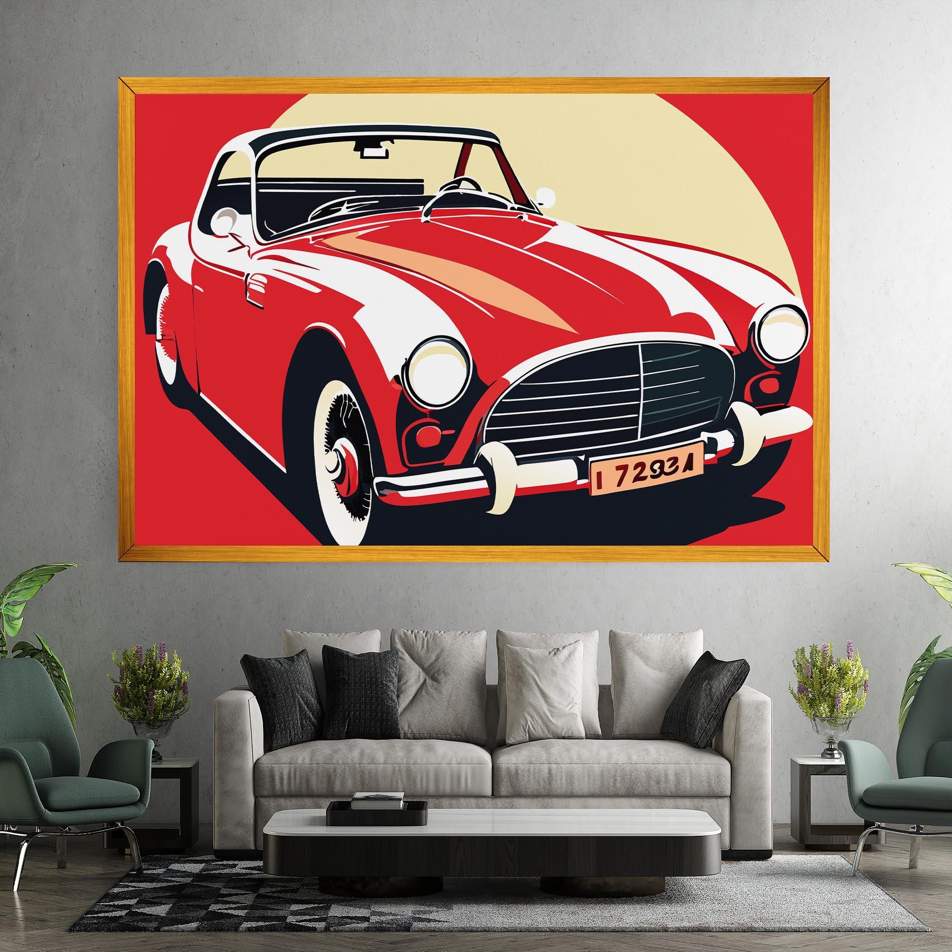 Tablou Canvas Red Vintage Car mockup 7