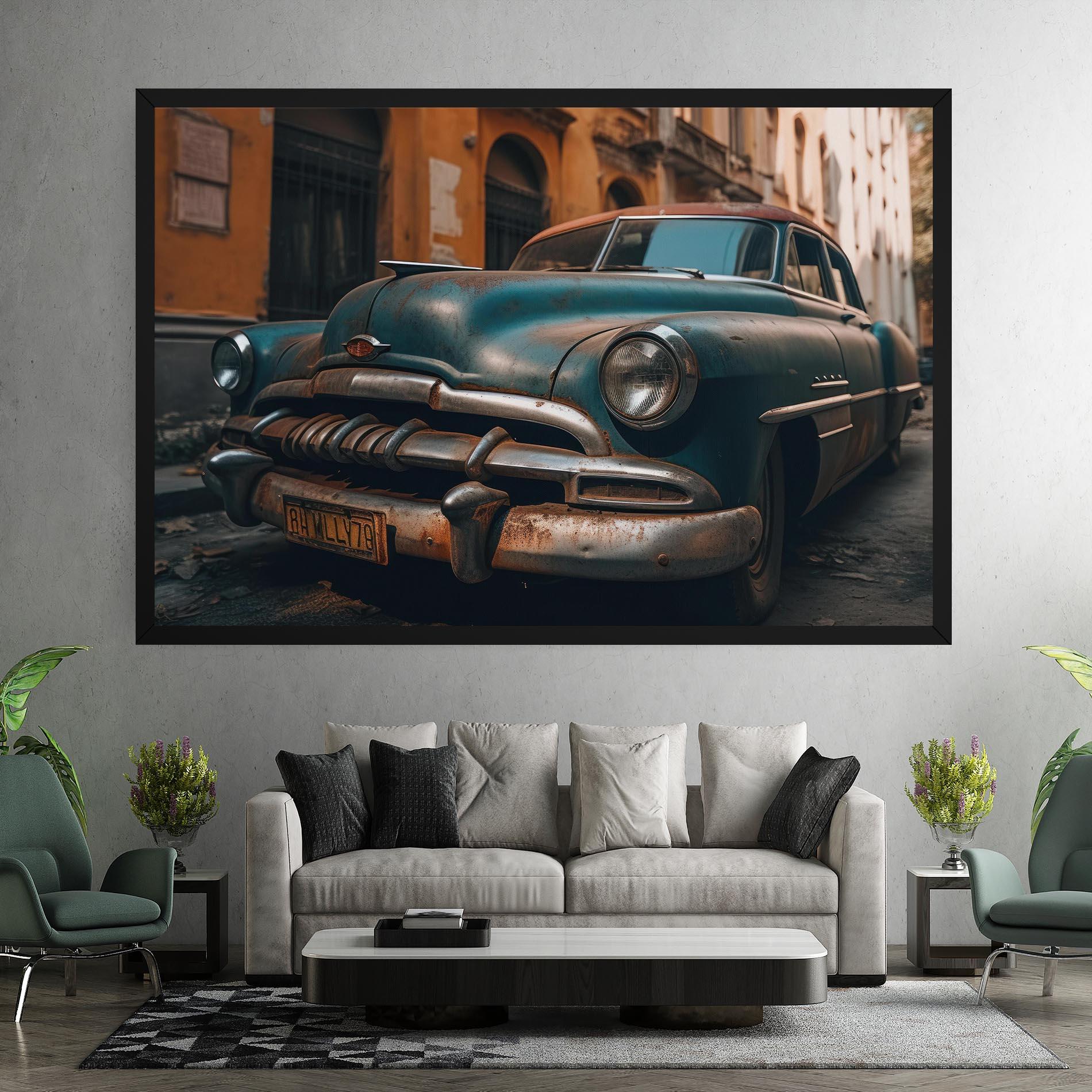 Tablou Canvas Blue Old Car mockup 7