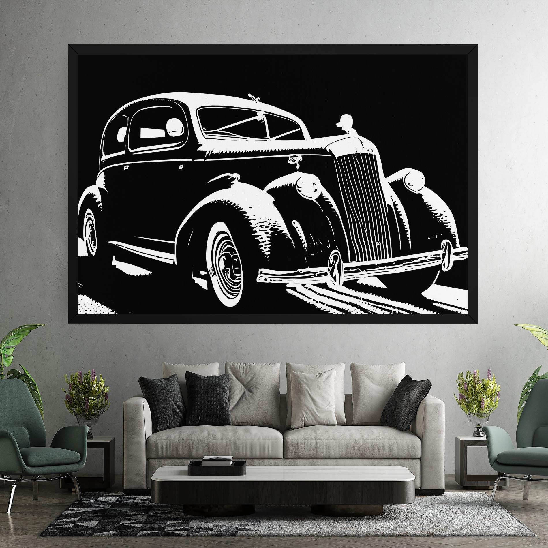 Tablou Canvas Old Car Shilouette mockup 7