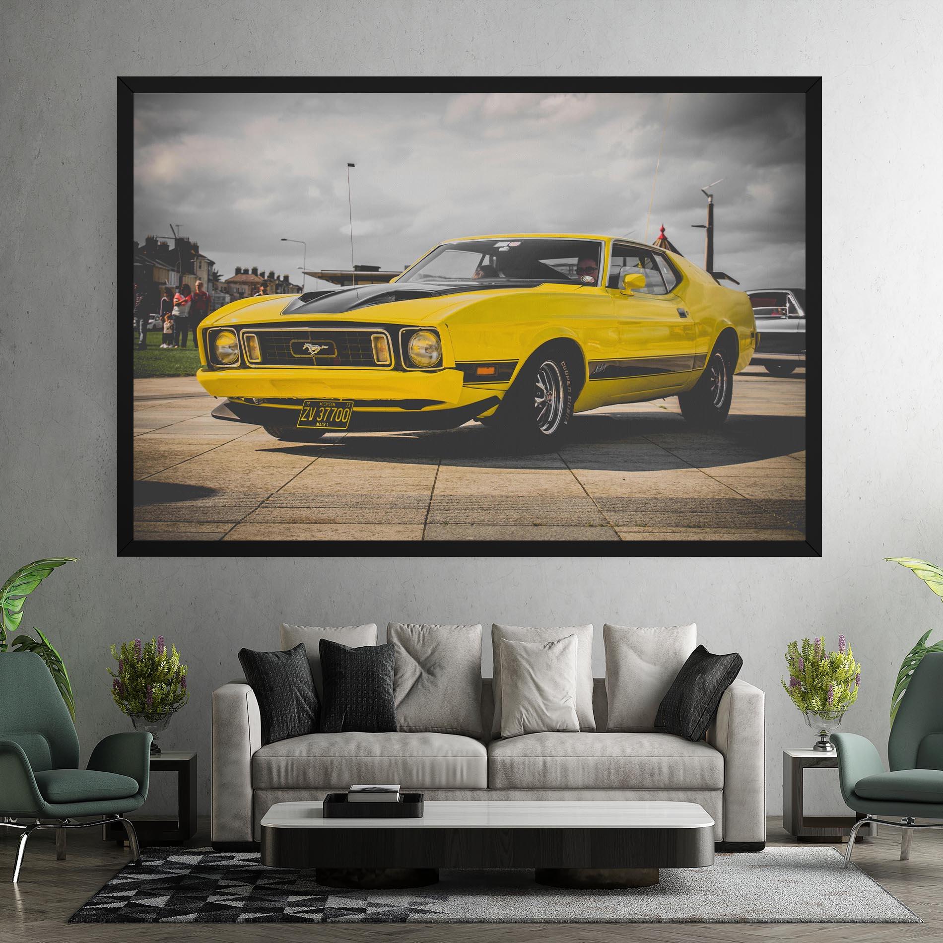 Tablou Canvas Vintage Yellow Car mockup 7