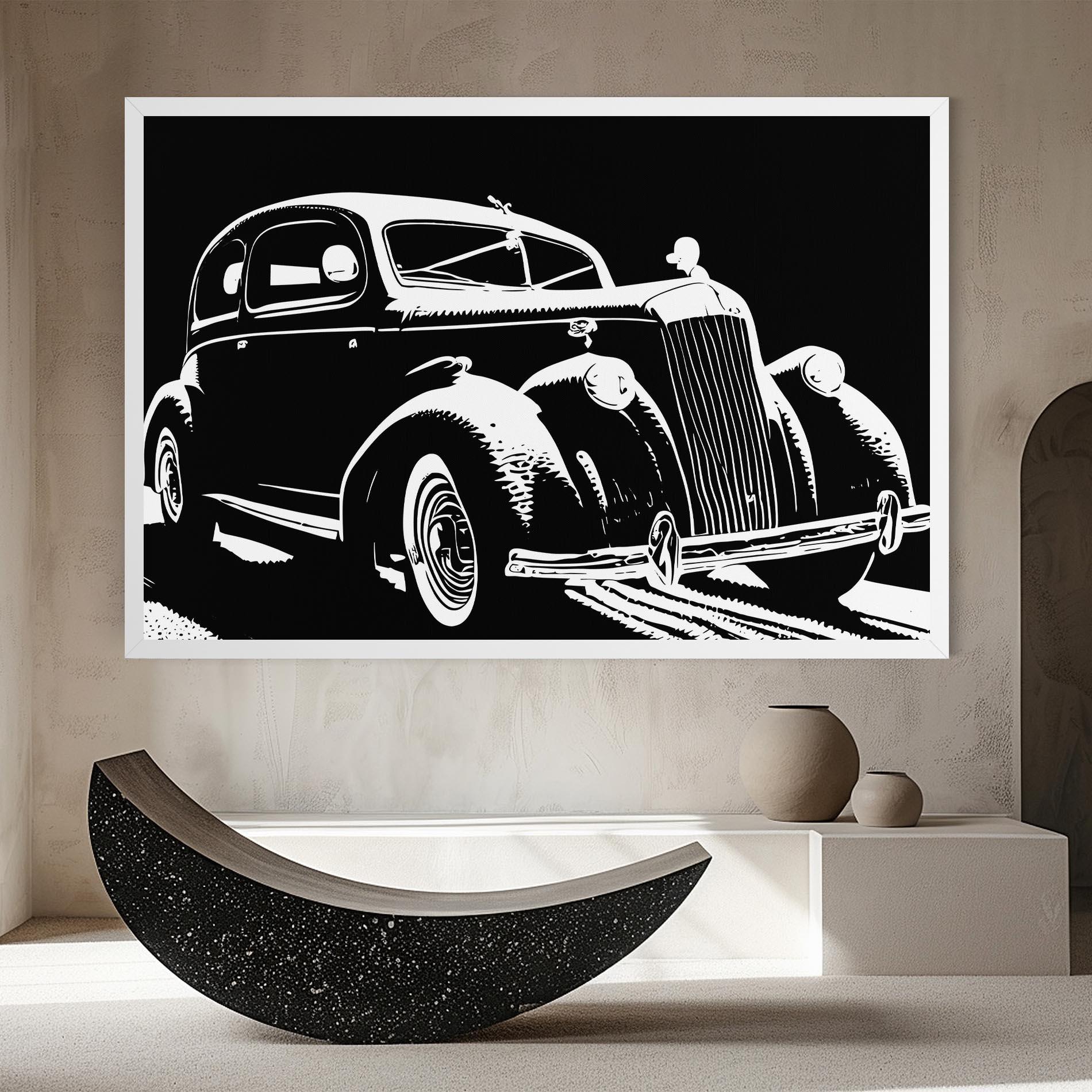 Tablou Canvas Old Car Shilouette mockup 8