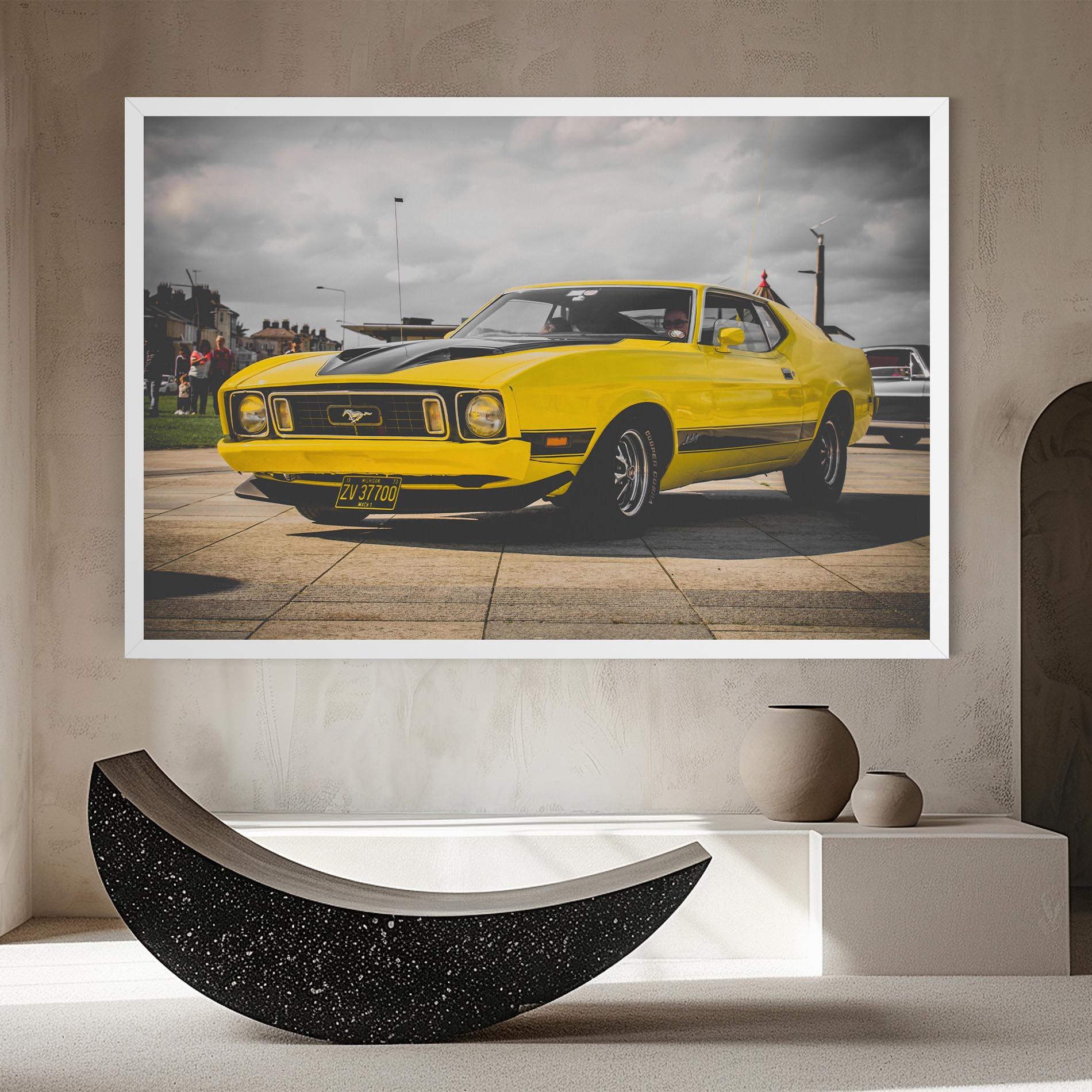 Tablou Canvas Vintage Yellow Car mockup 8