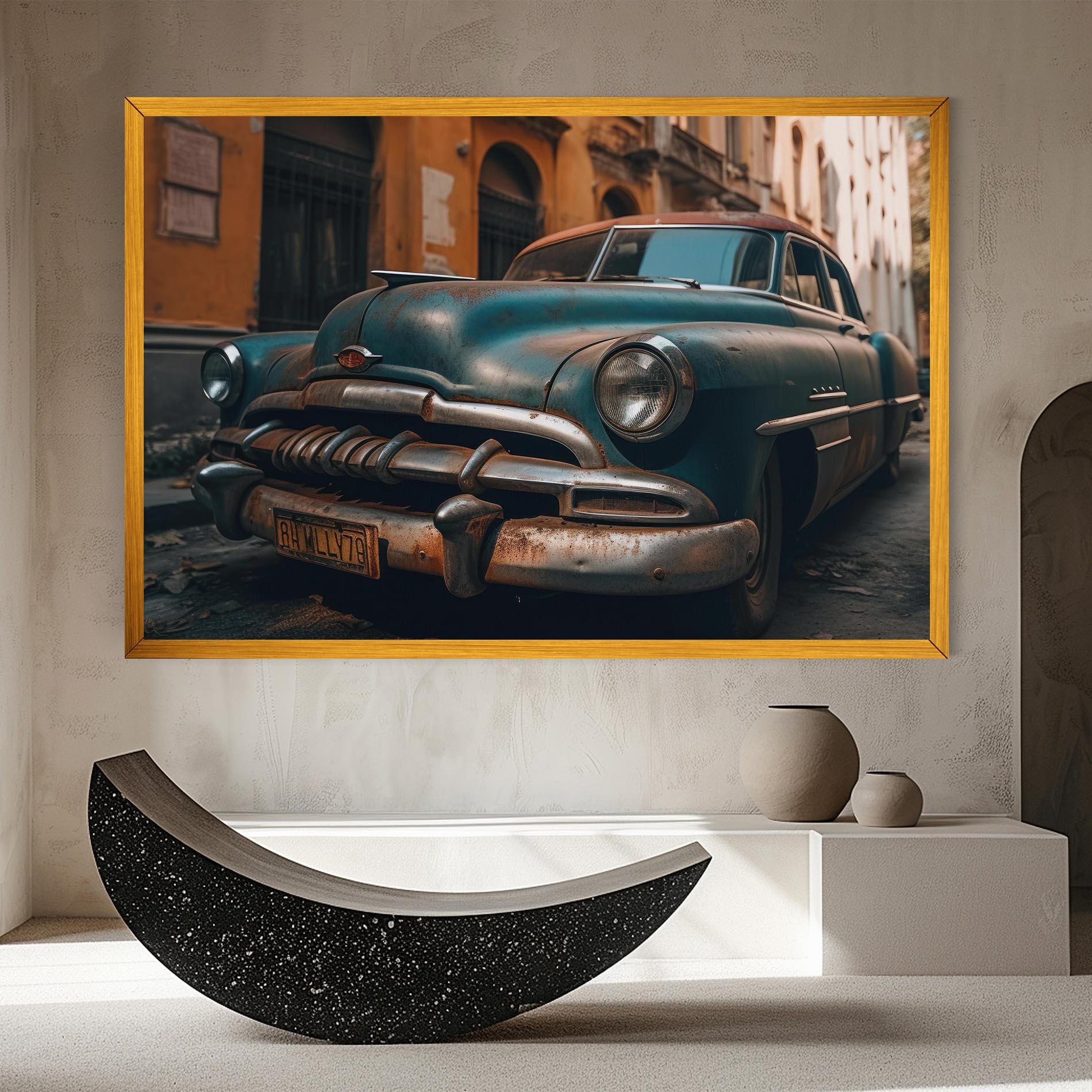 Tablou Canvas Blue Old Car mockup 8