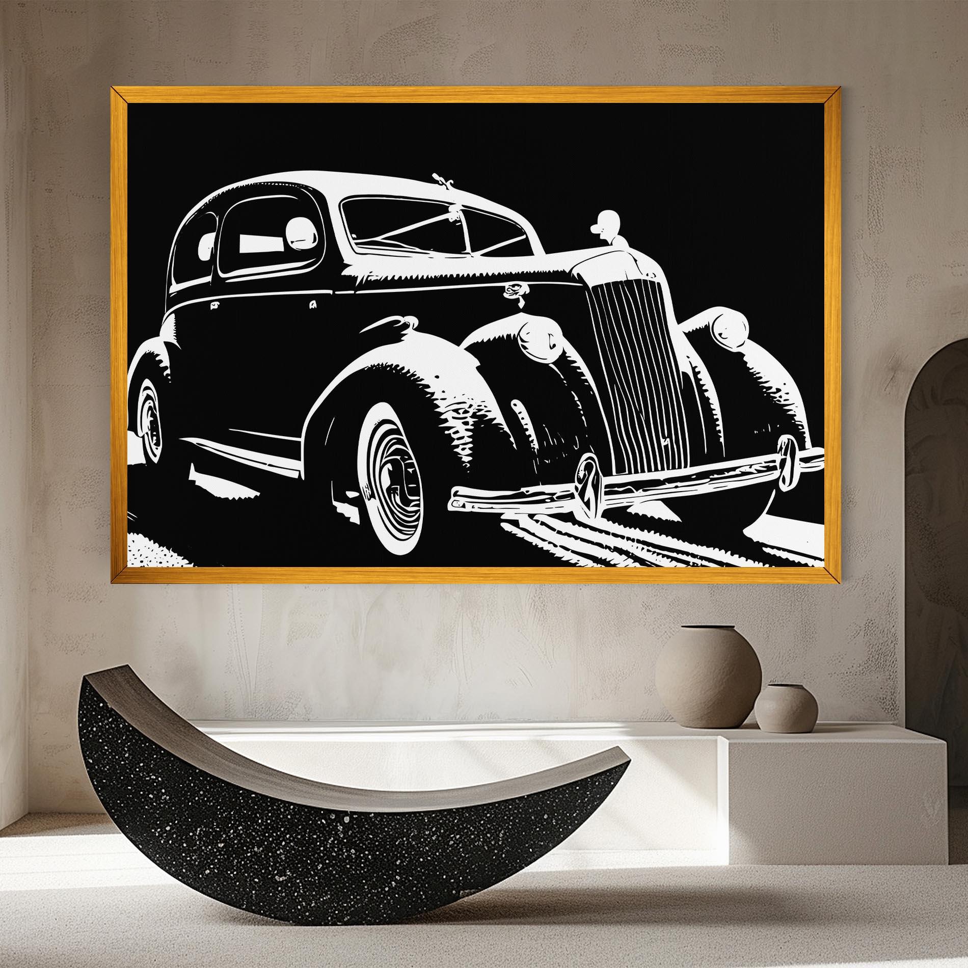 Tablou Canvas Old Car Shilouette mockup 8