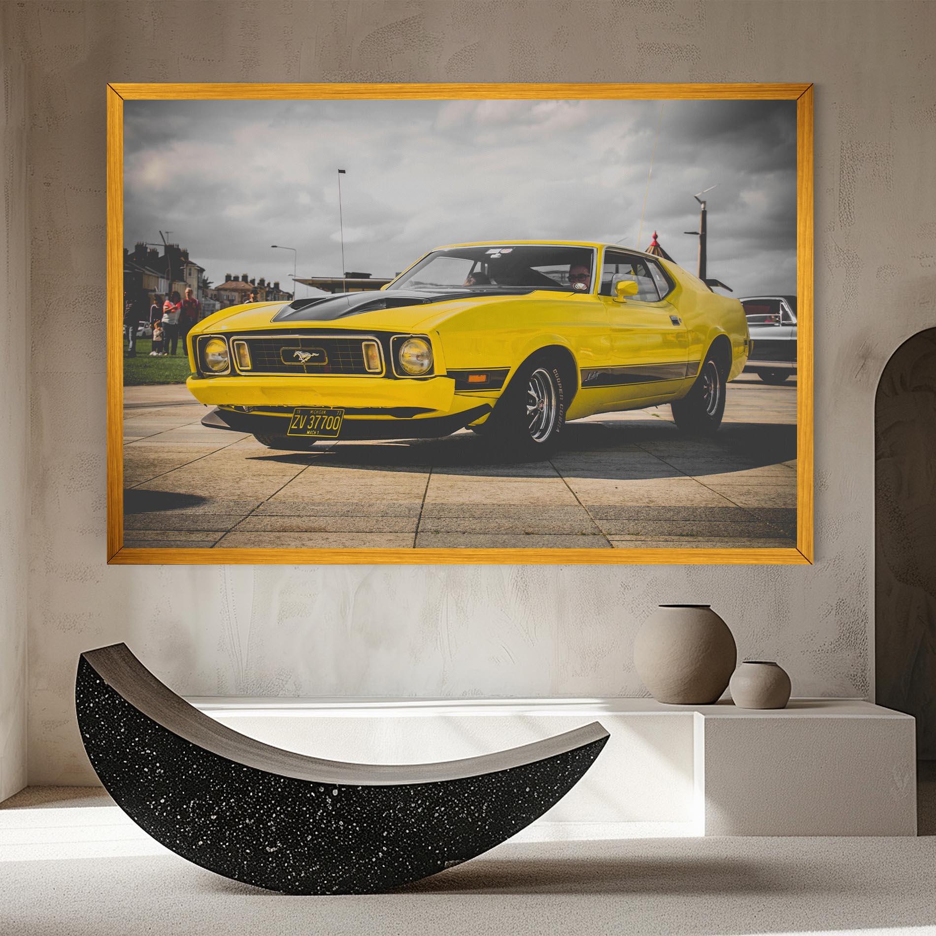 Tablou Canvas Vintage Yellow Car mockup 8