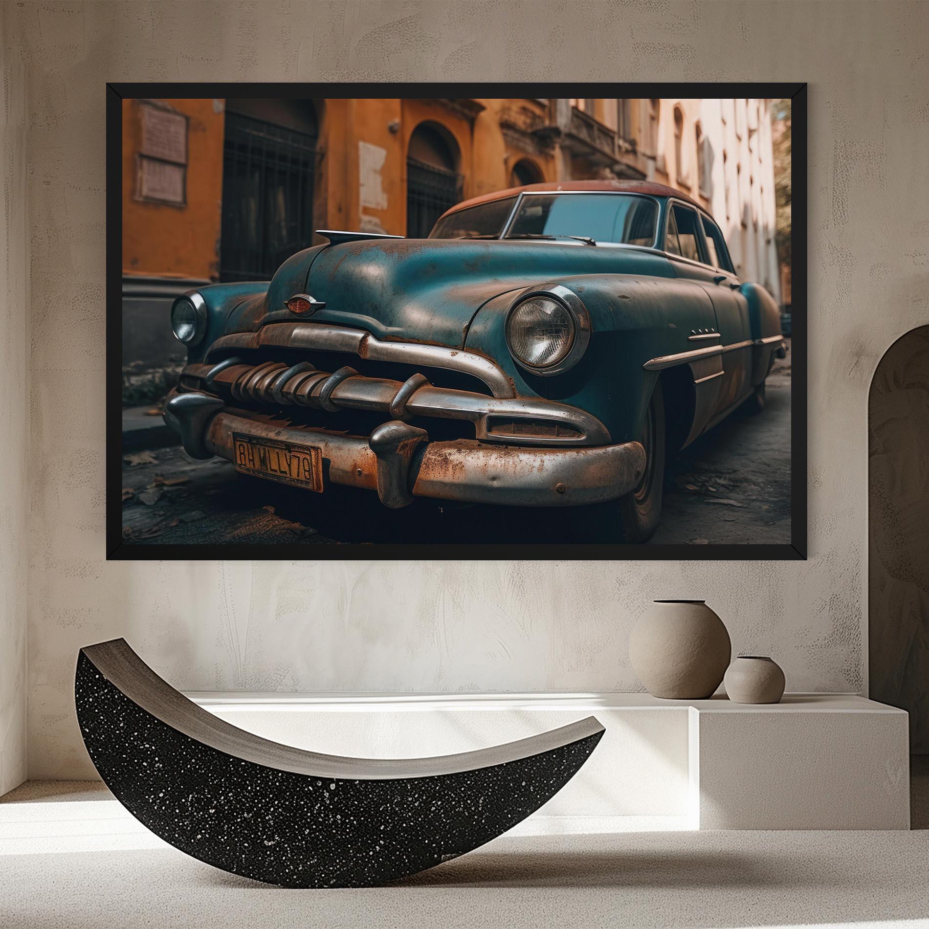 Tablou Canvas Blue Old Car mockup 8