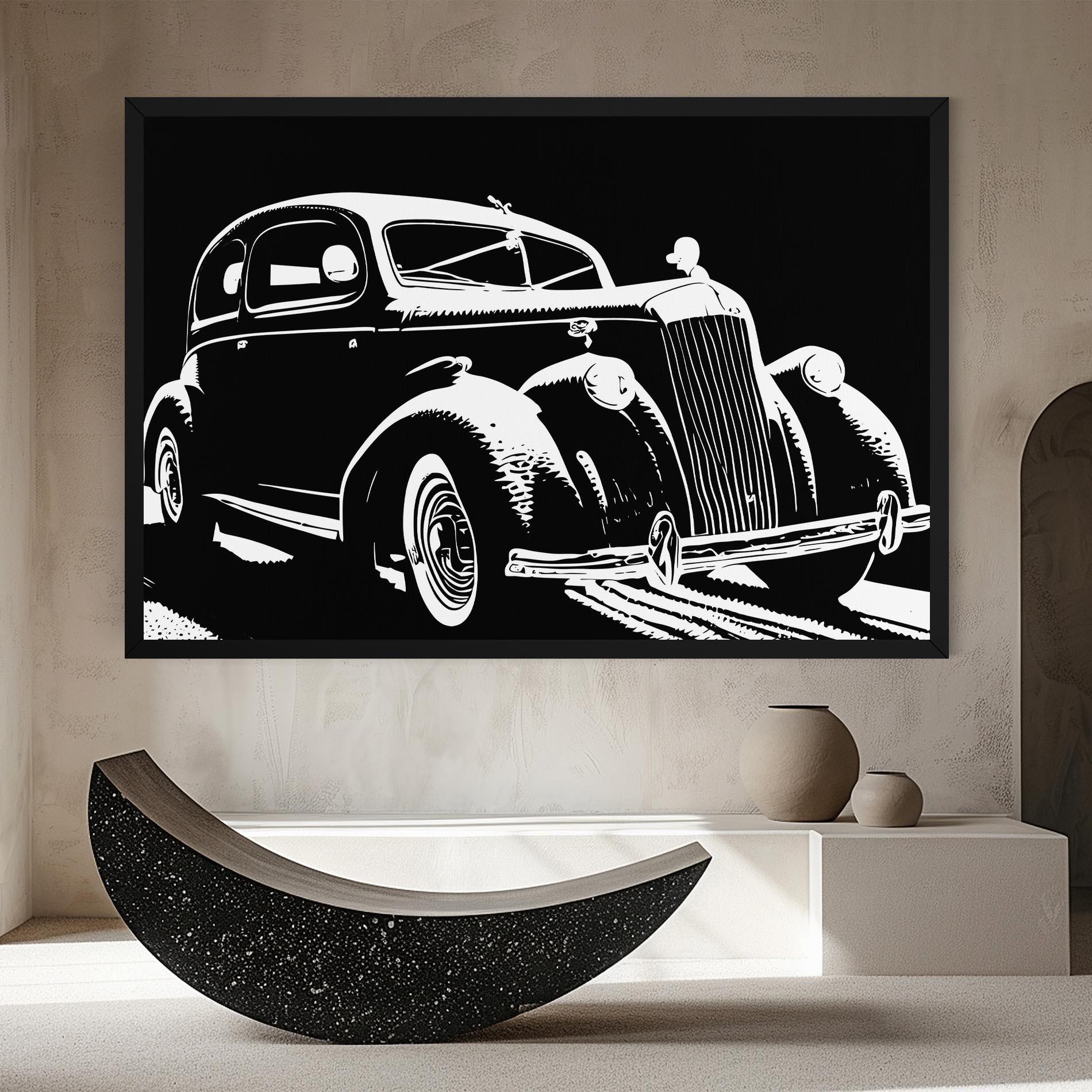 Tablou Canvas Old Car Shilouette mockup 8