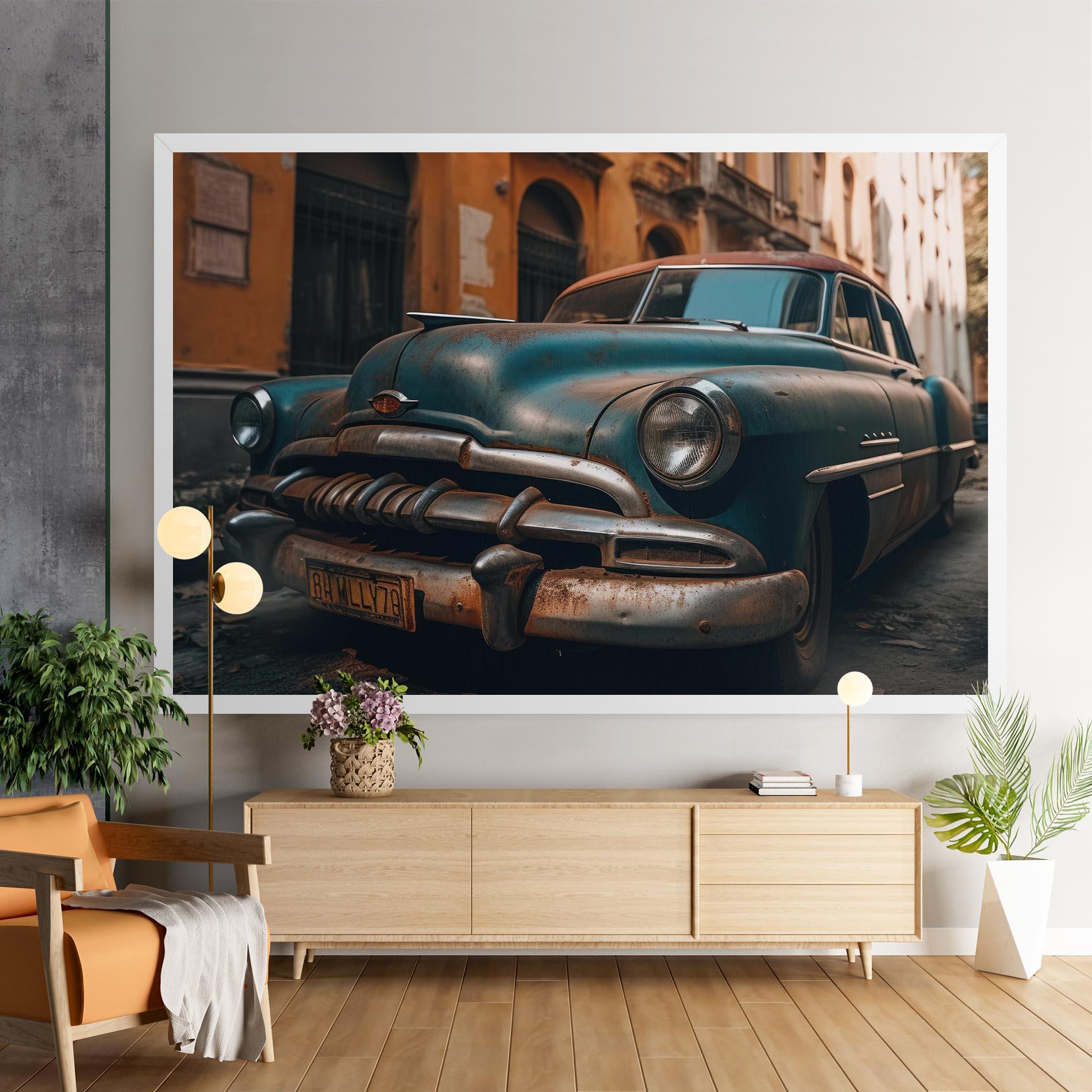 Tablou Canvas Blue Old Car mockup 9