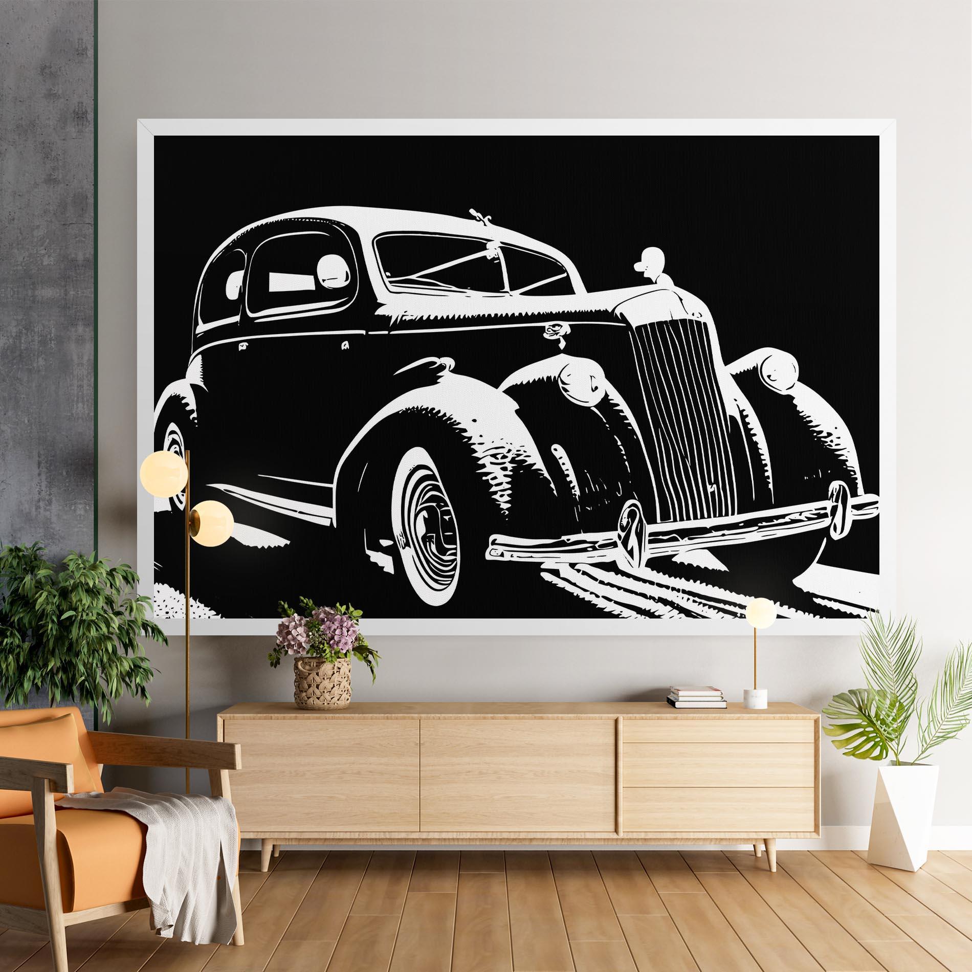 Tablou Canvas Old Car Shilouette mockup 9
