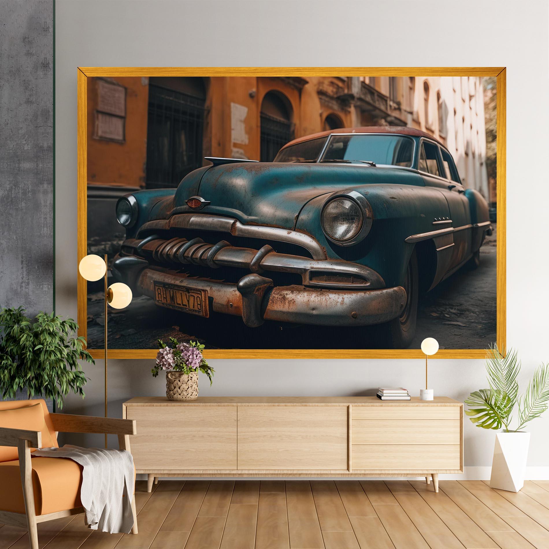 Tablou Canvas Blue Old Car mockup 9