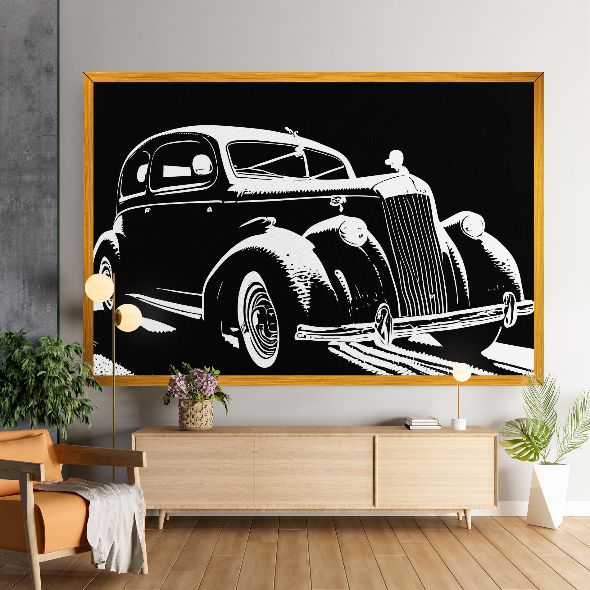 Tablou Canvas Old Car Shilouette mockup 9