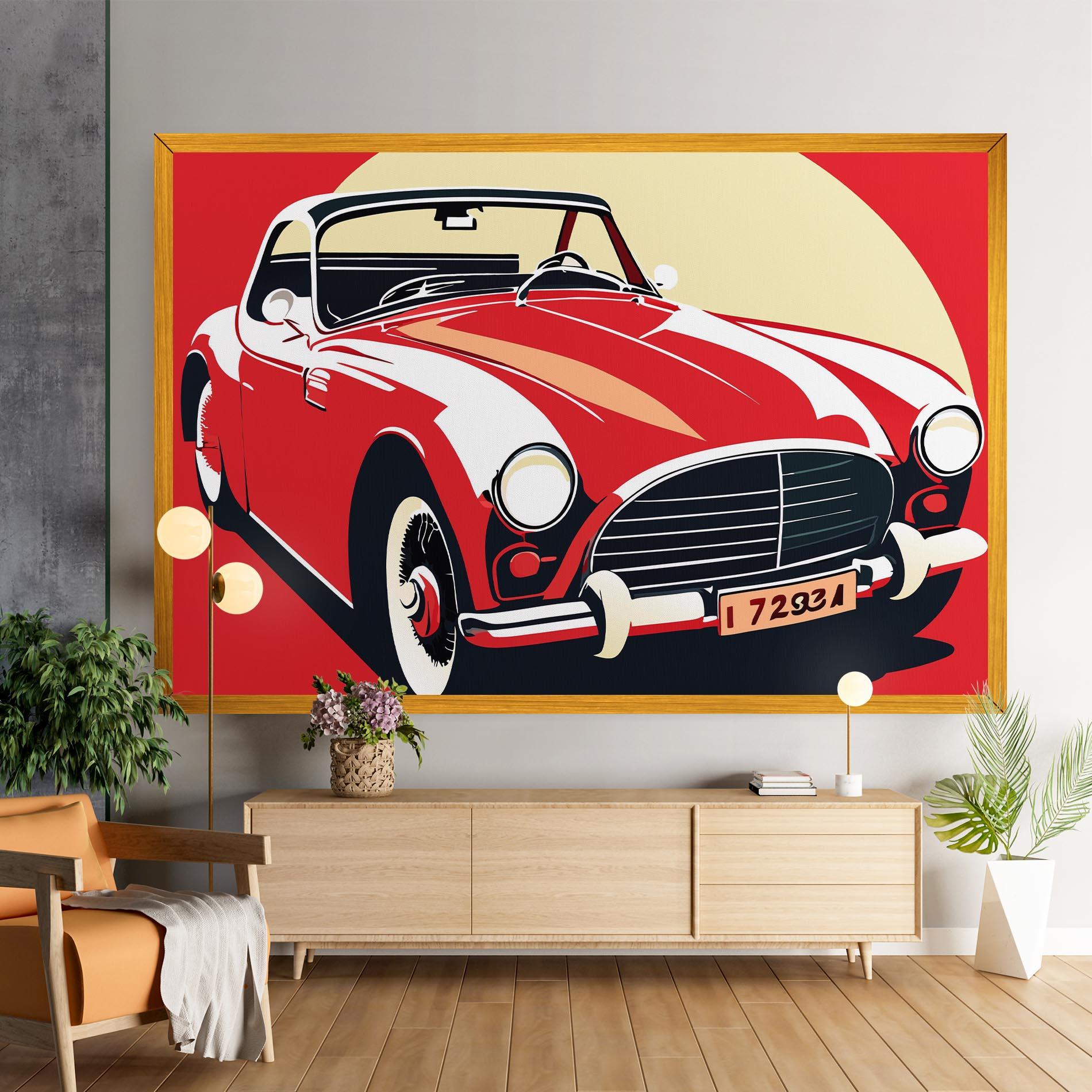 Tablou Canvas Red Vintage Car mockup 9