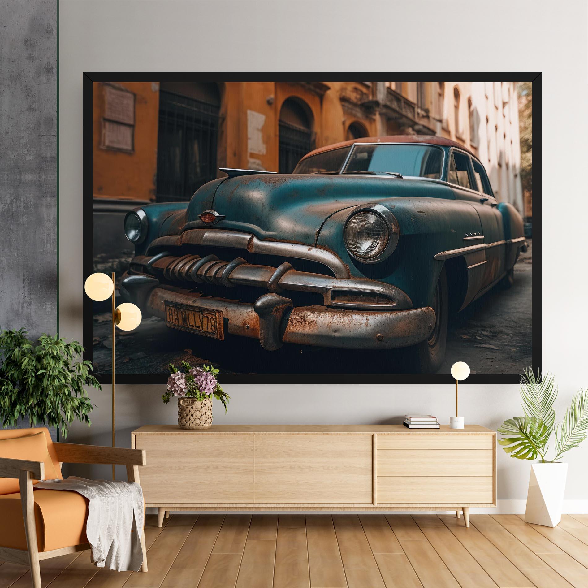 Tablou Canvas Blue Old Car mockup 9