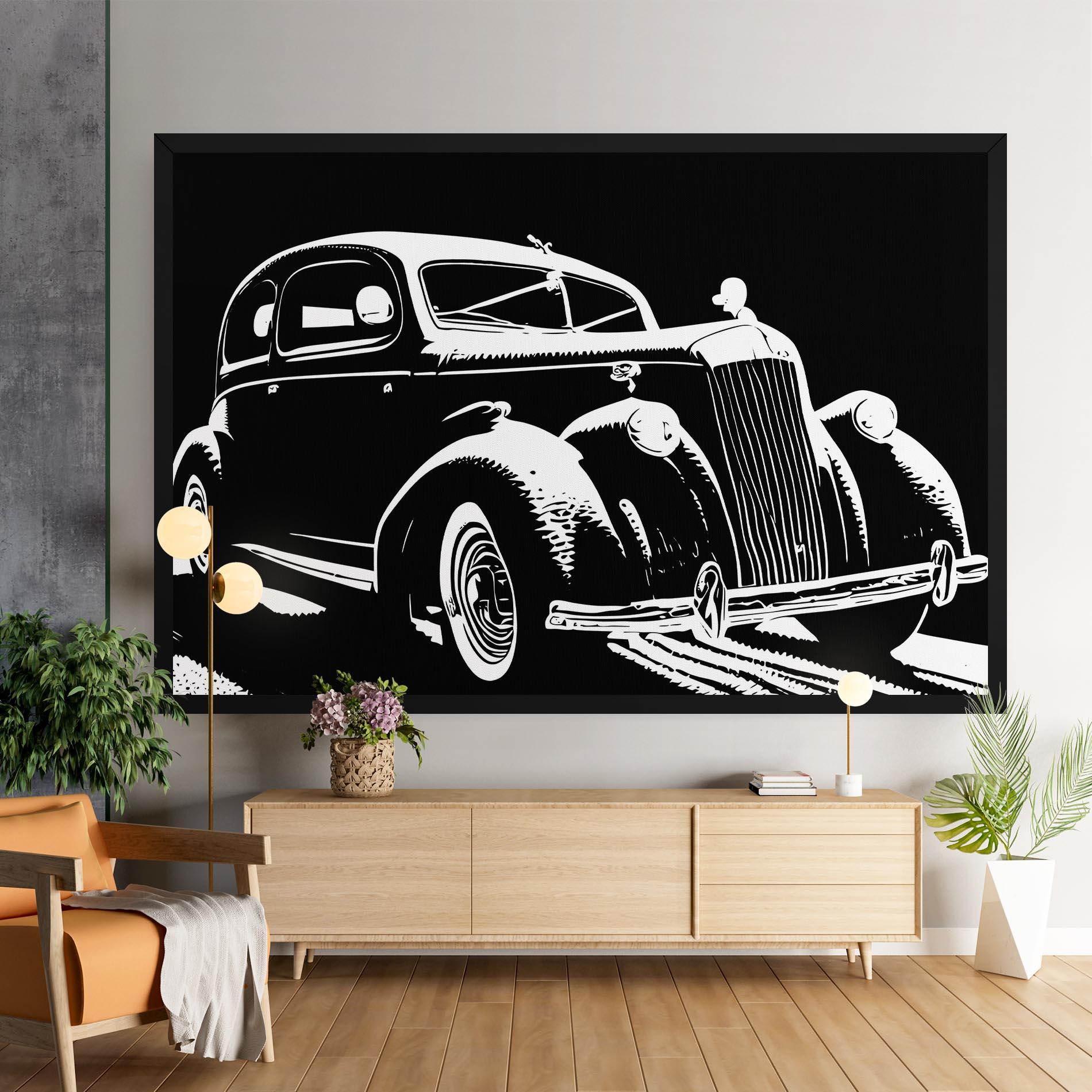 Tablou Canvas Old Car Shilouette mockup 9