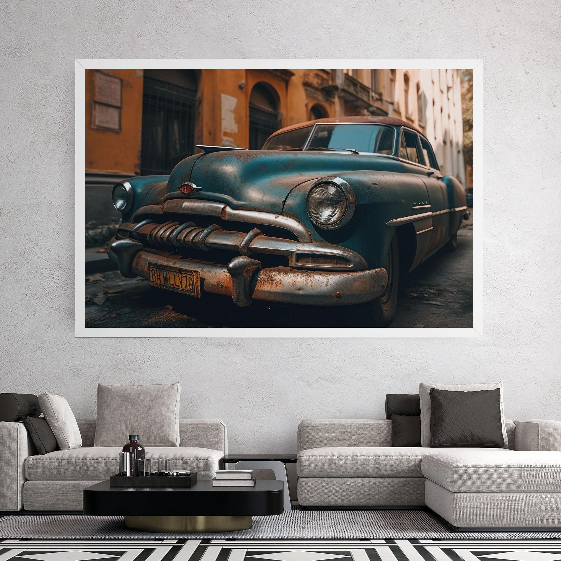 Tablou Canvas Blue Old Car mockup 2