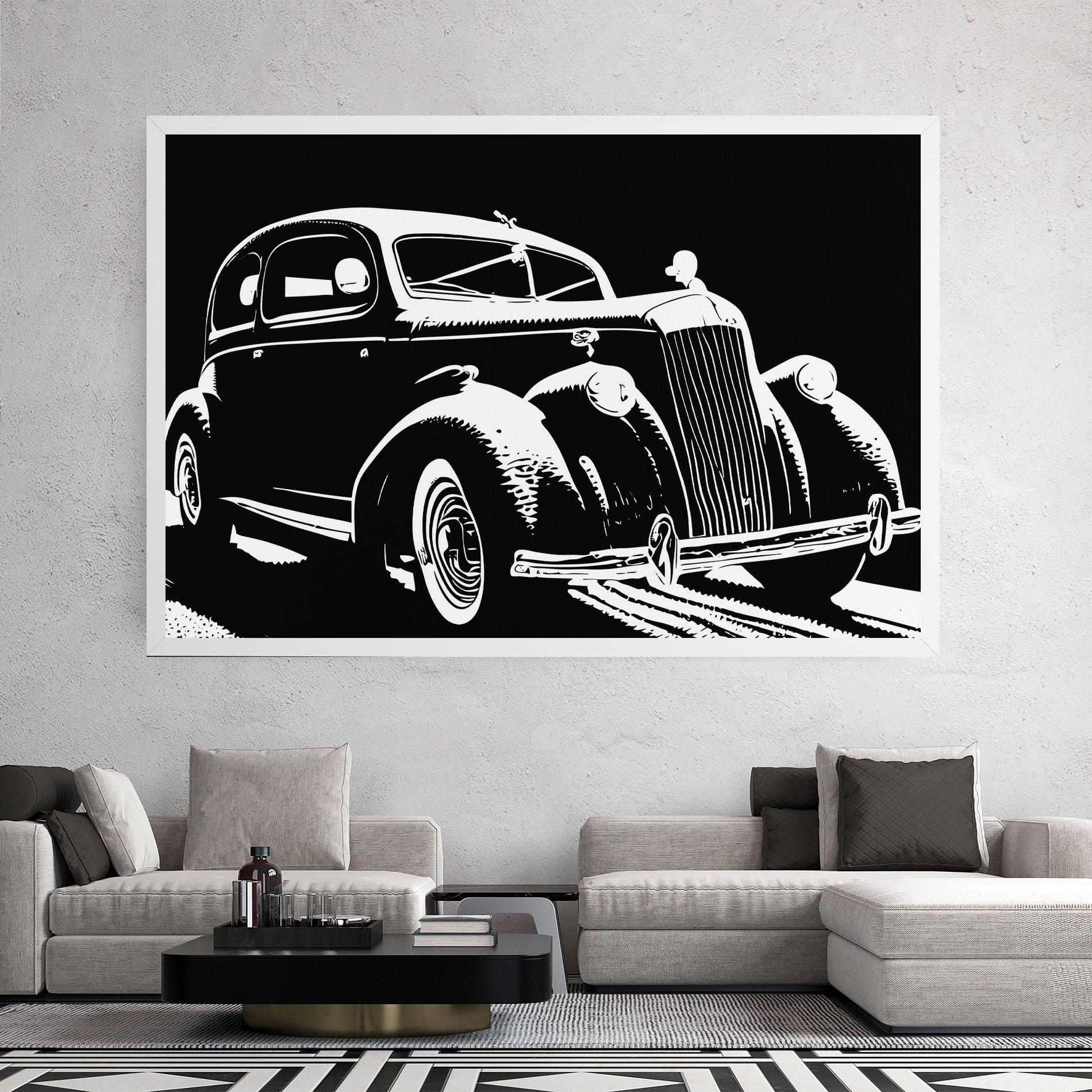 Tablou Canvas Old Car Shilouette mockup 2