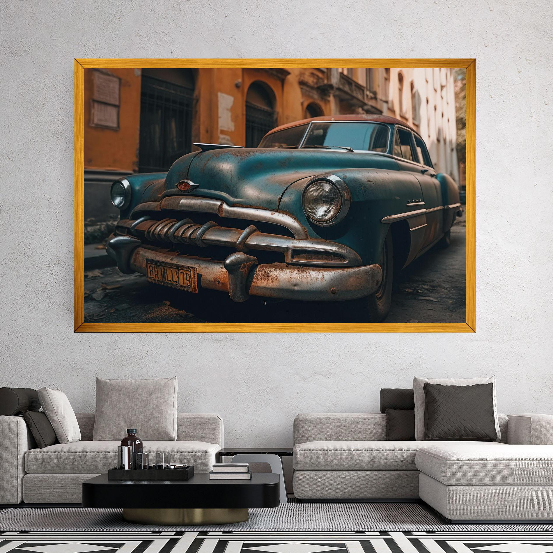 Tablou Canvas Blue Old Car mockup 2