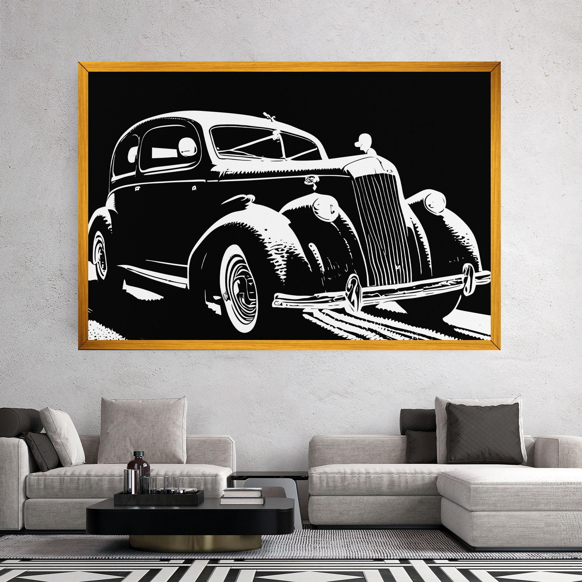 Tablou Canvas Old Car Shilouette mockup 2