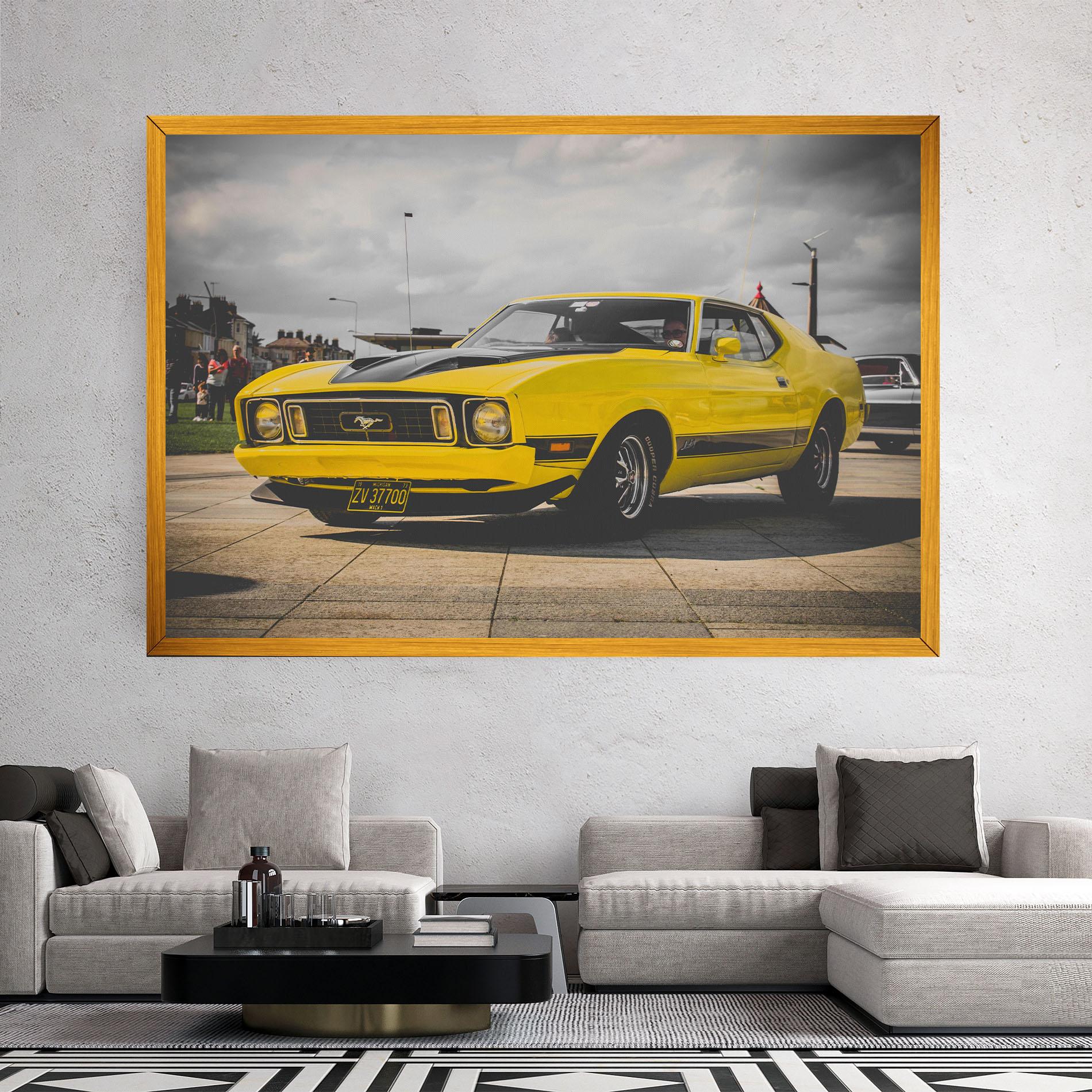 Tablou Canvas Vintage Yellow Car mockup 2