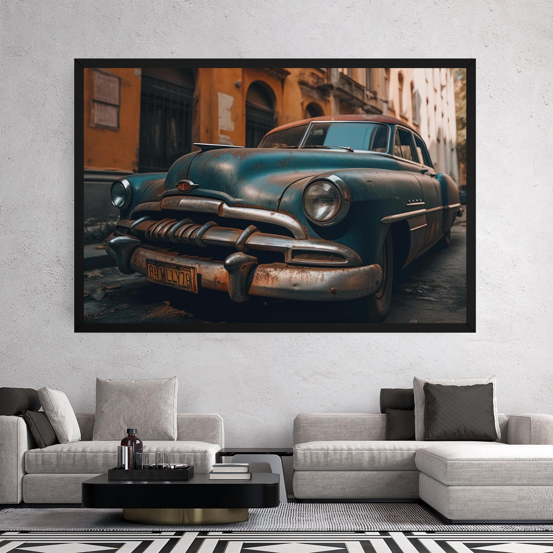 Tablou Canvas Blue Old Car mockup 2