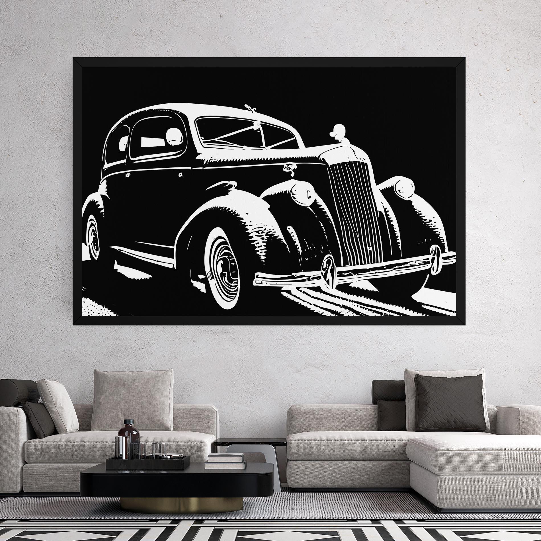Tablou Canvas Old Car Shilouette mockup 2