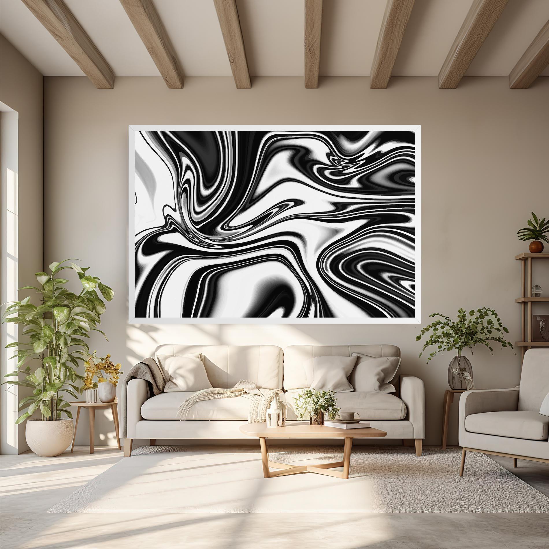 Tablou Canvas Black White Liquid mockup 6