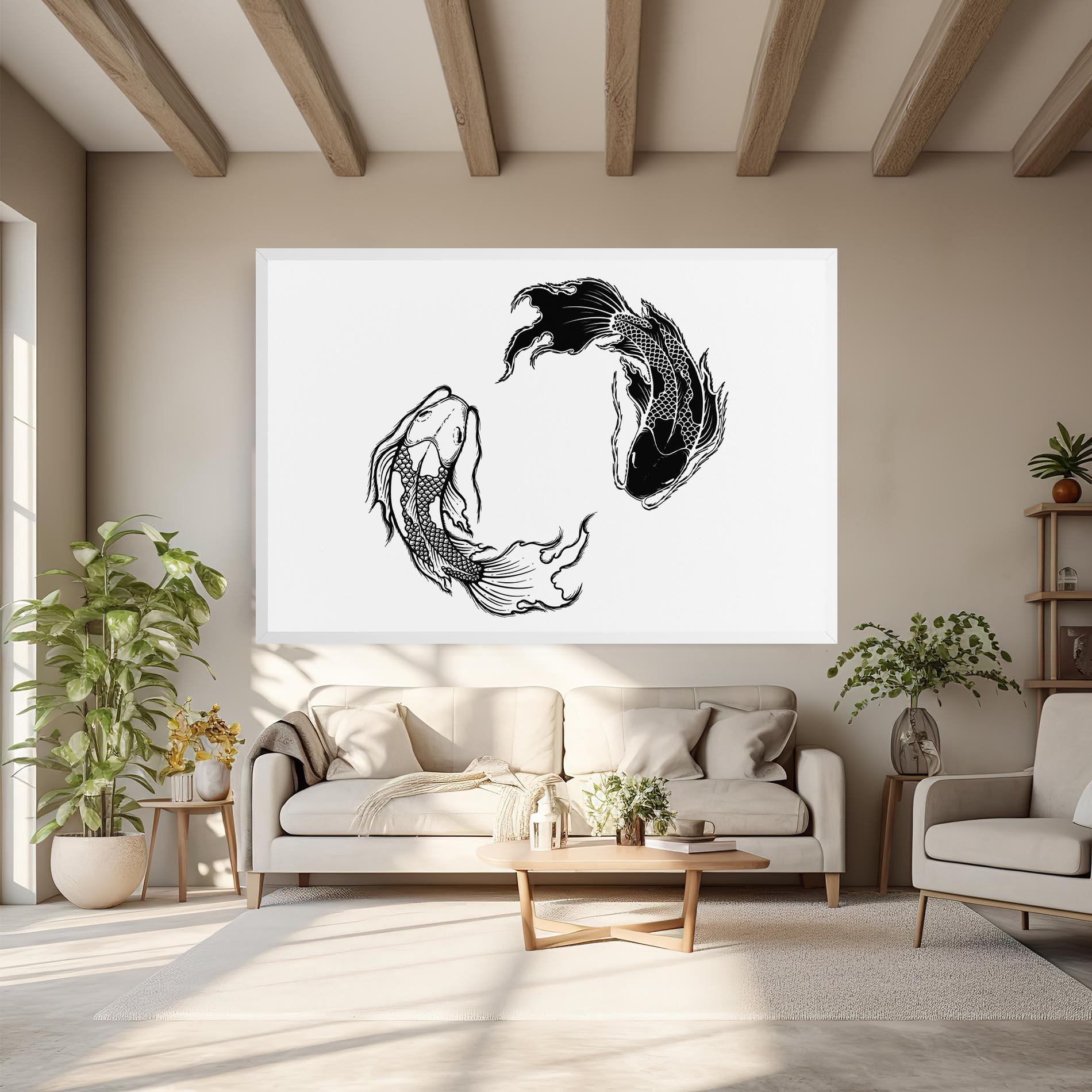 Tablou Canvas Yin Yang Koi mockup 6