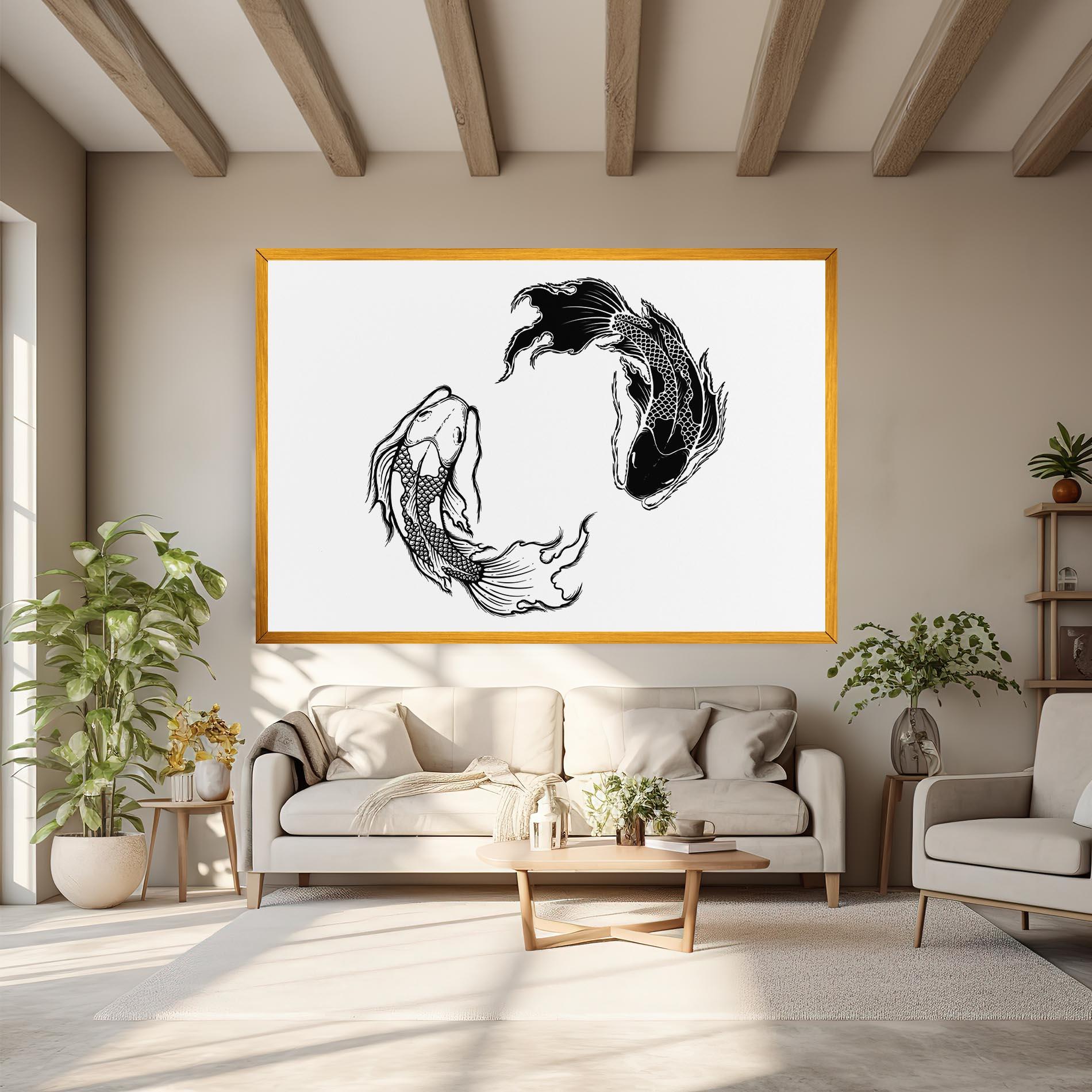 Tablou Canvas Yin Yang Koi mockup 6