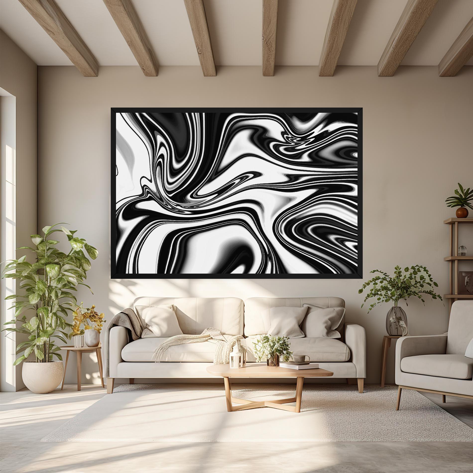 Tablou Canvas Black White Liquid mockup 6