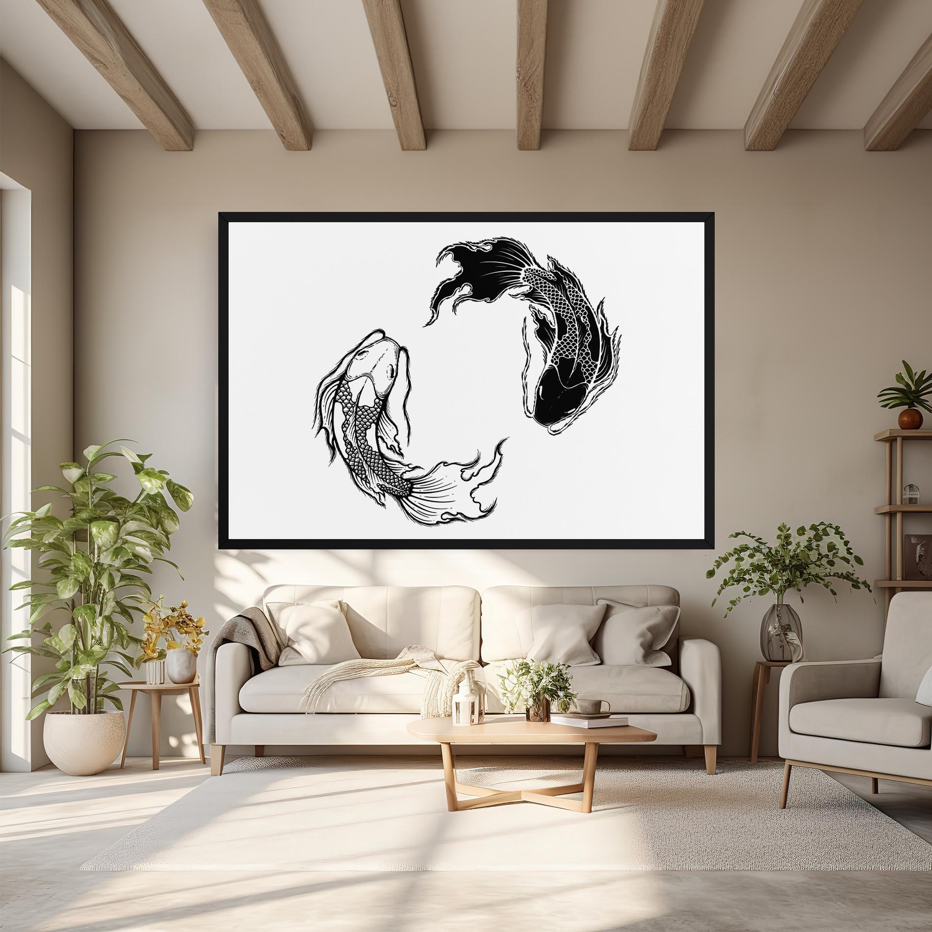 Tablou Canvas Yin Yang Koi mockup 6