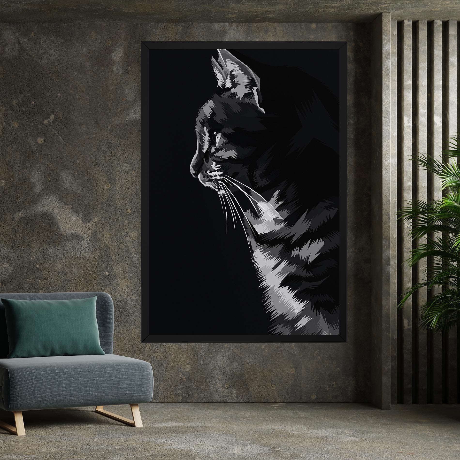 Tablou Canvas Black Grey Cat mockup 7