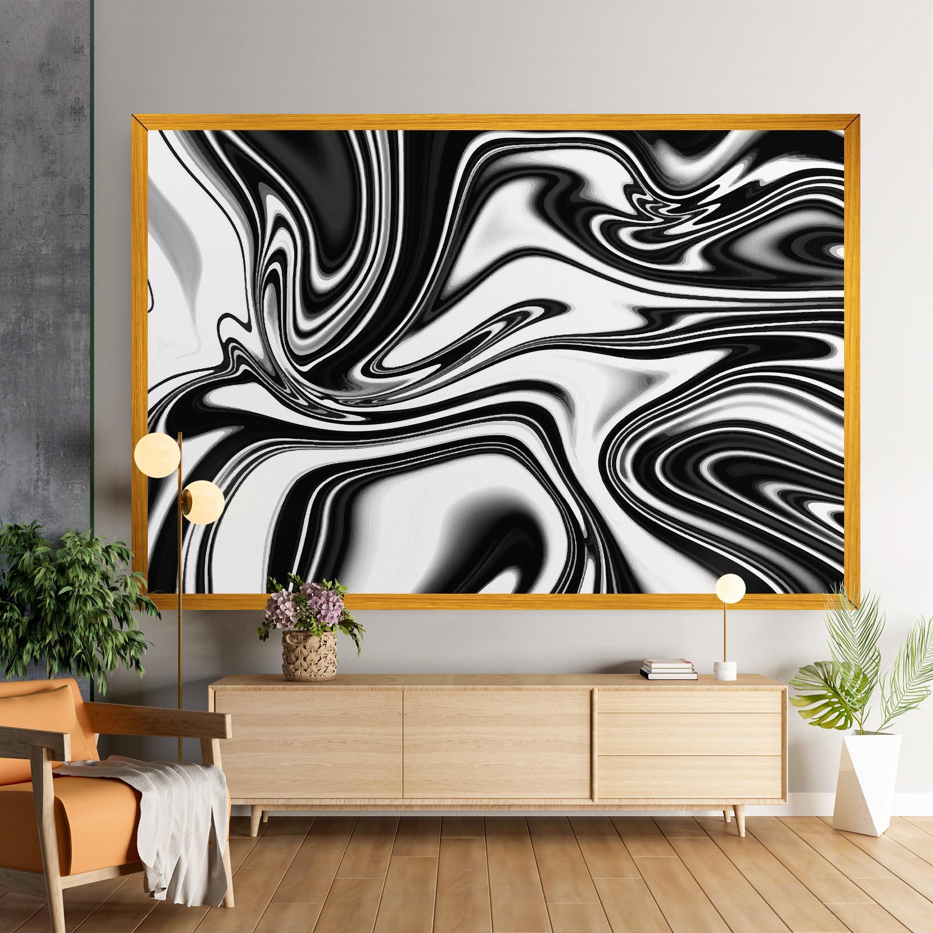Tablou Canvas Black White Liquid mockup 9