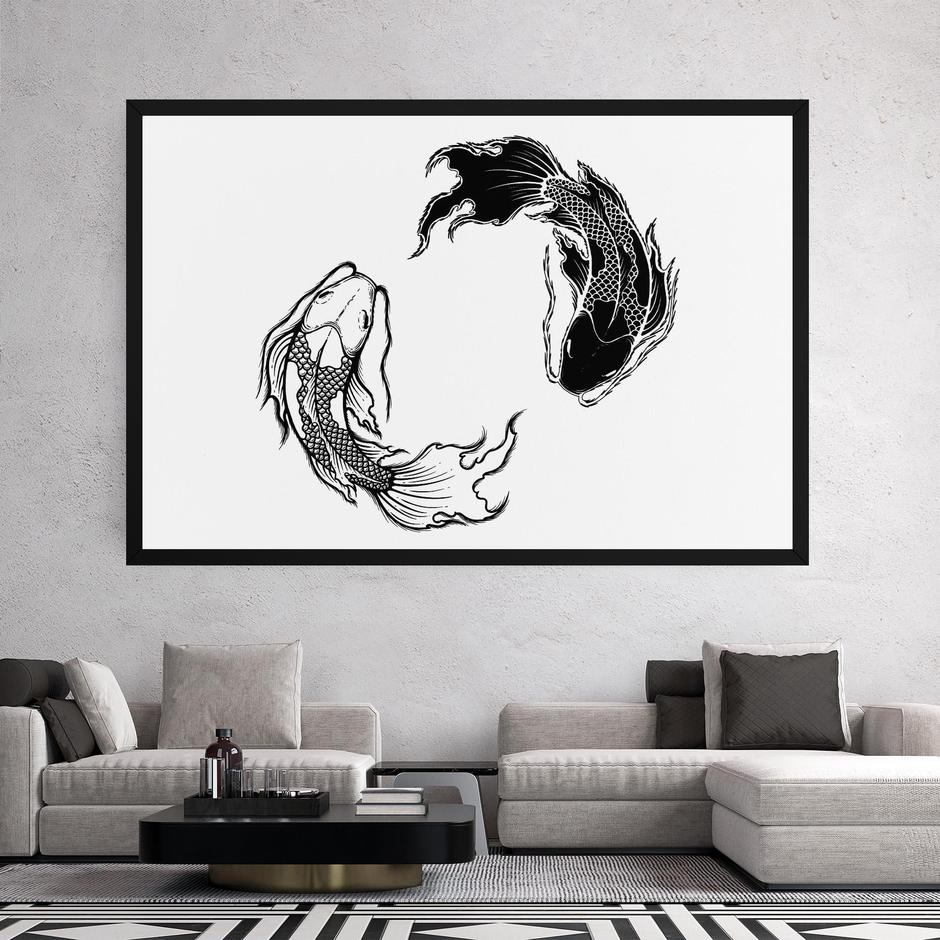 Tablou Canvas Yin Yang Koi mockup 2