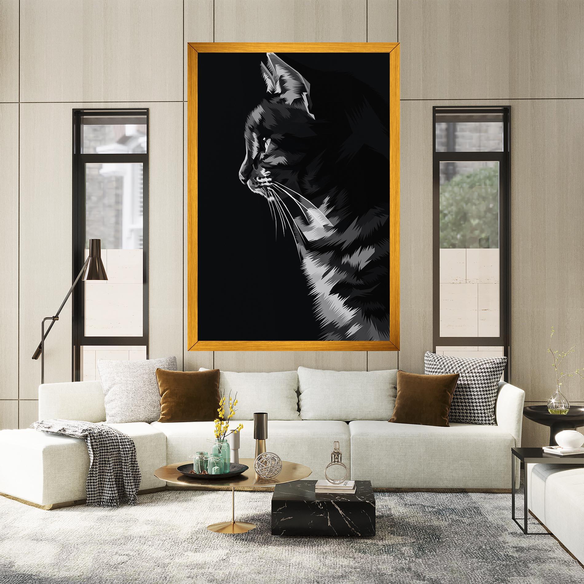 Tablou Canvas Black Grey Cat mockup 2