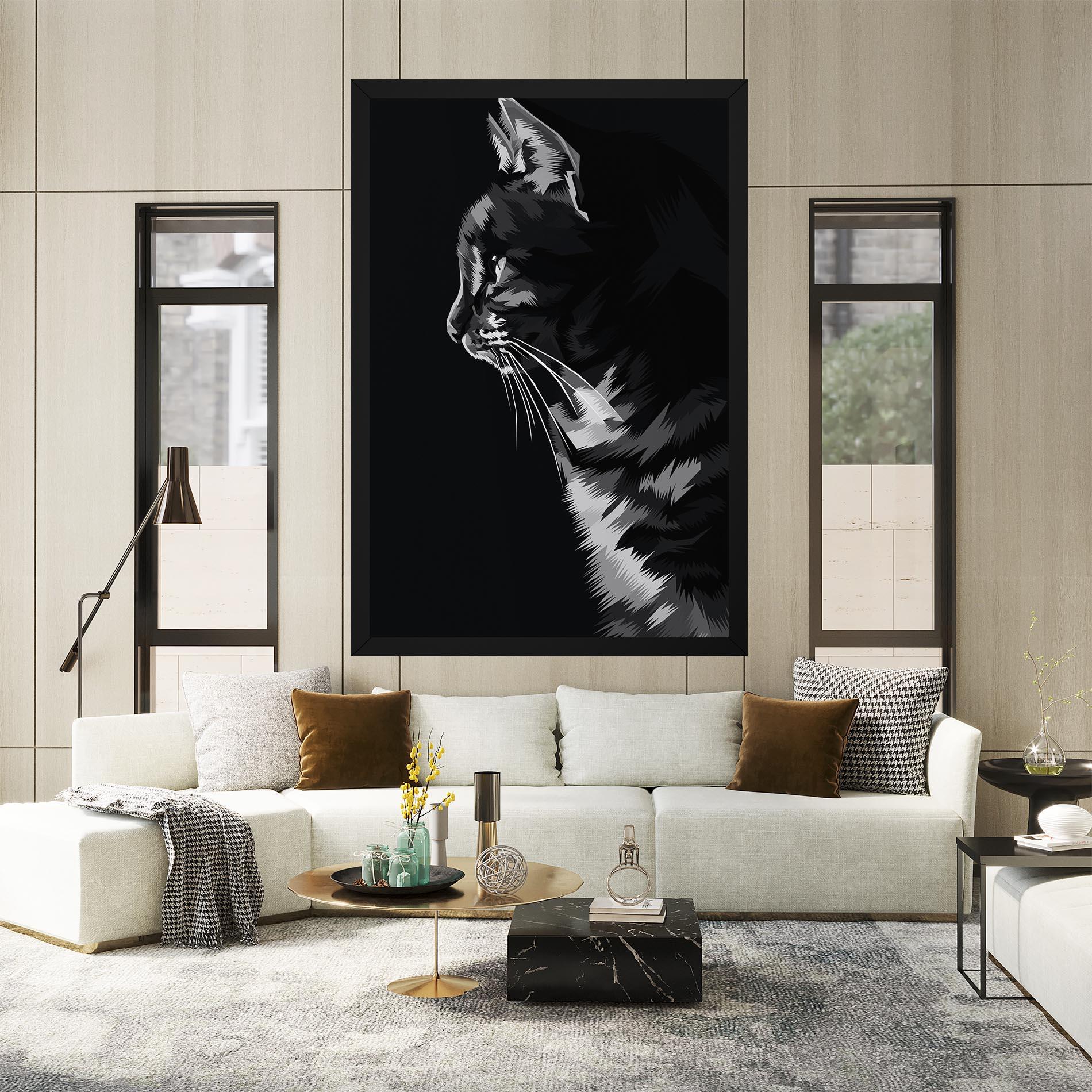 Tablou Canvas Black Grey Cat mockup 2