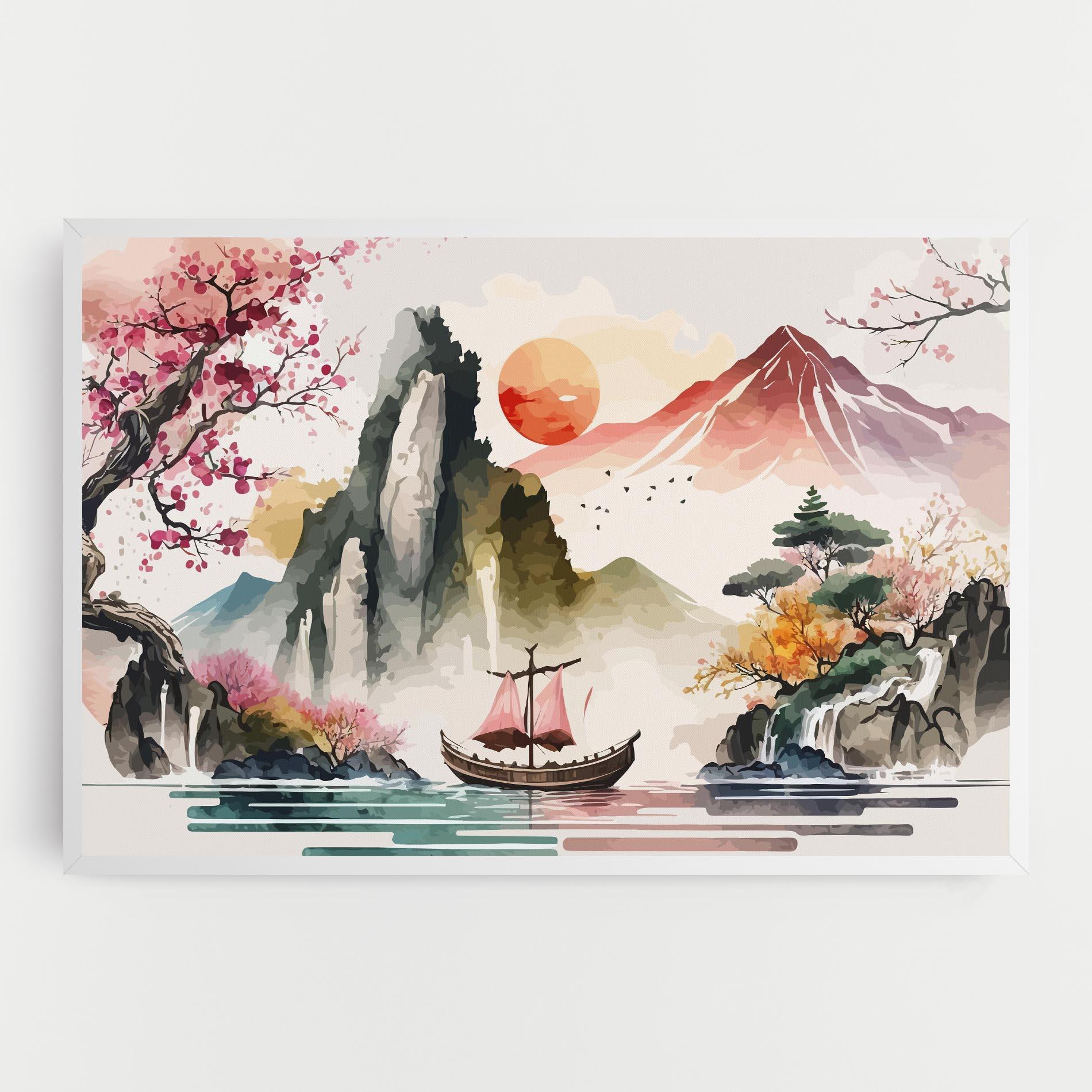 Tablou Canvas Asian Orange Sunset mockup 0