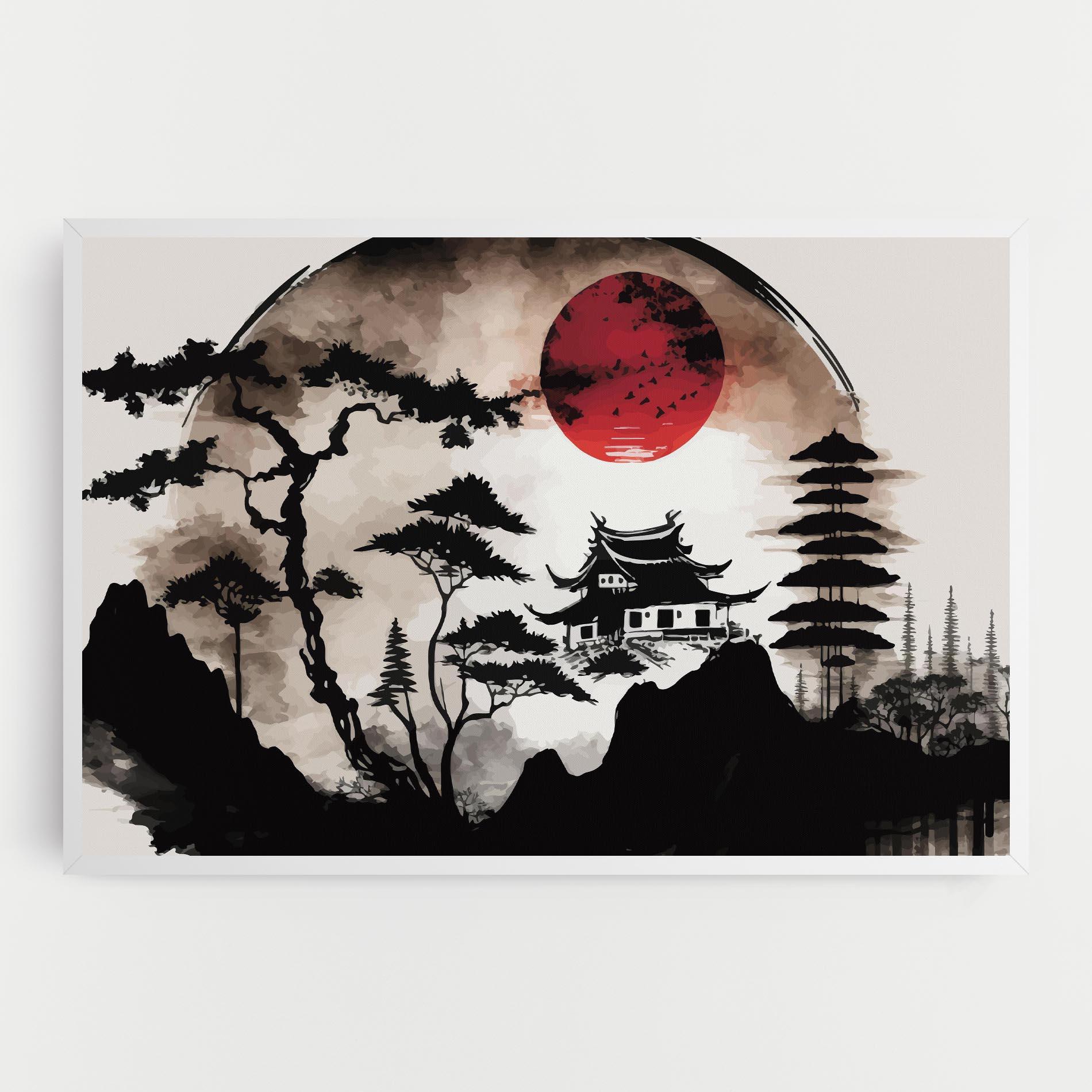 Tablou Canvas Asian Red Moon mockup 0