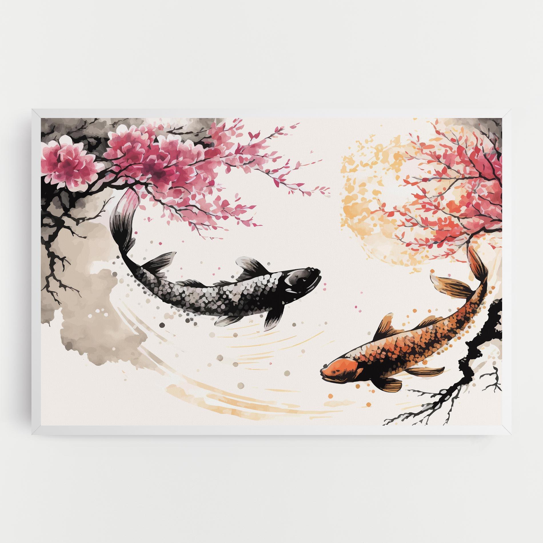 Tablou Canvas Asiatic Flower Fish mockup 0