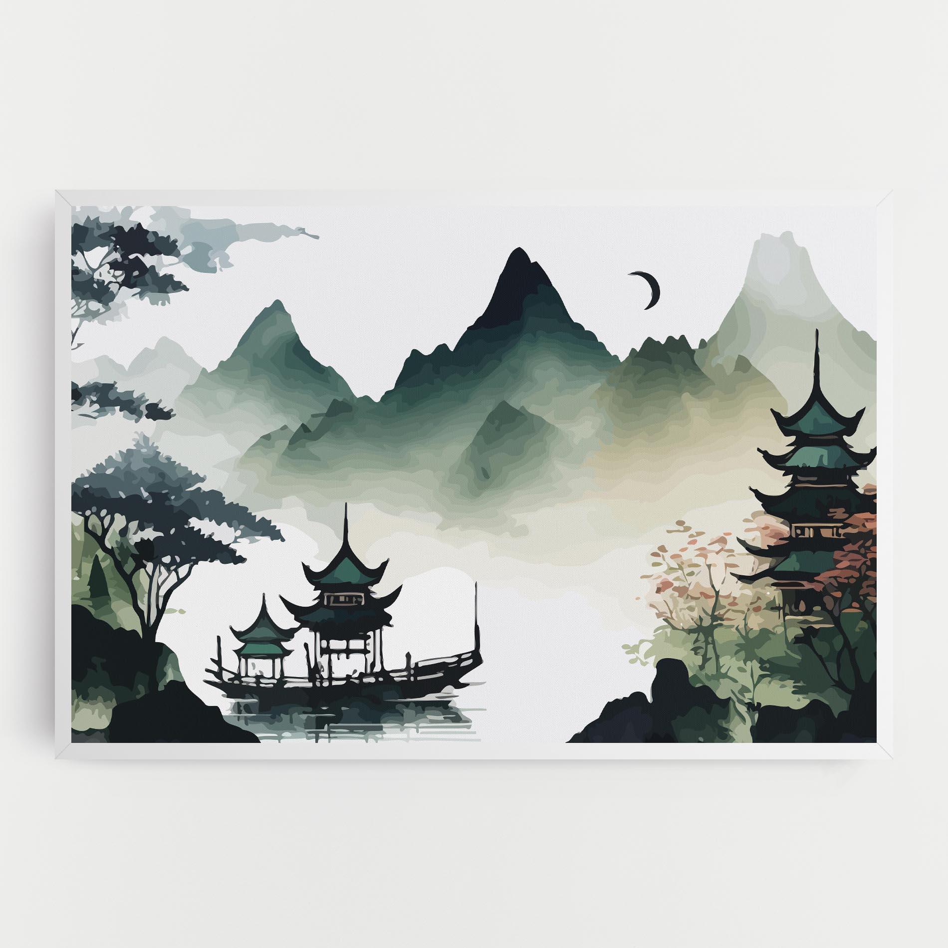 Tablou Canvas Green Mountain Moon mockup 0