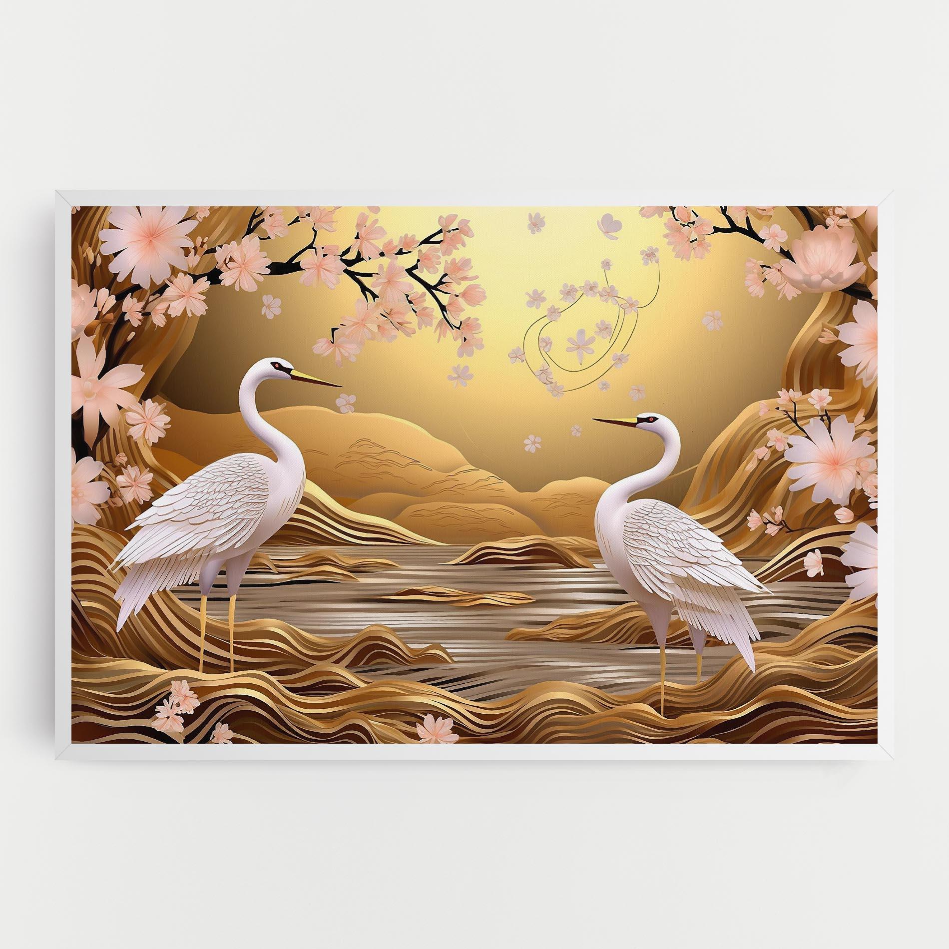 Tablou Canvas Pink Chinese Flowers mockup 0