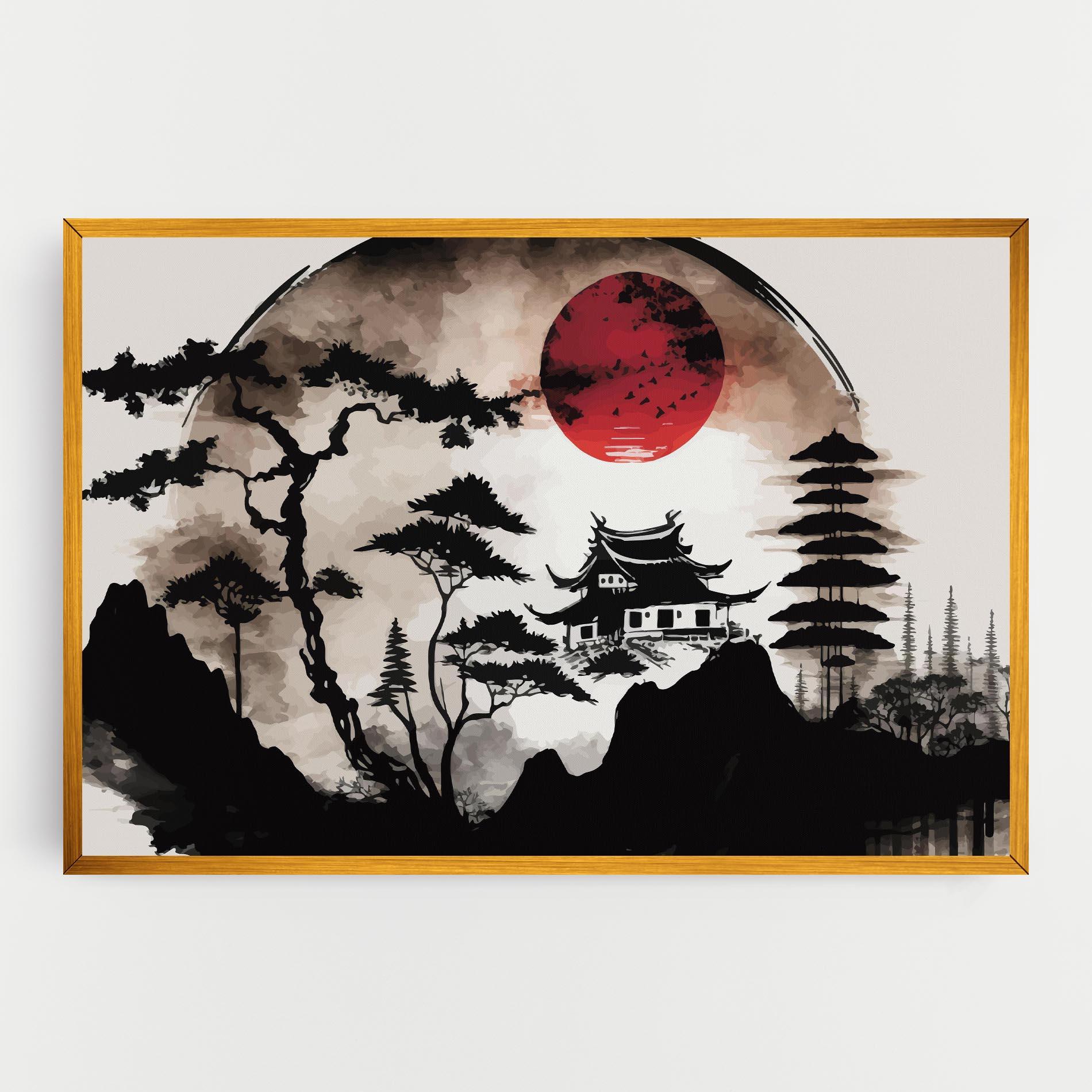 Tablou Canvas Asian Red Moon mockup 0