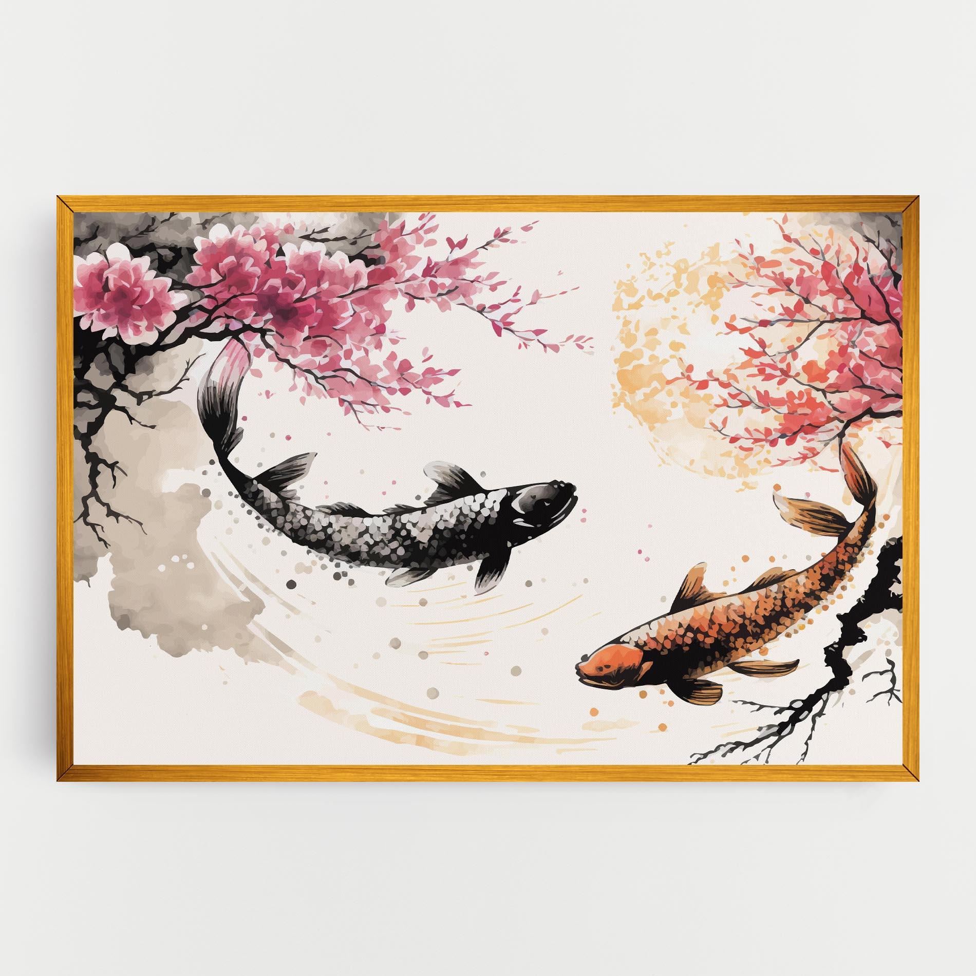Tablou Canvas Asiatic Flower Fish mockup 0