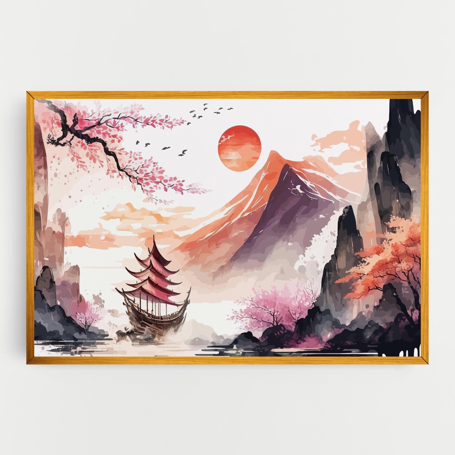 Tablou Canvas Asiatic Purple Mountain mockup 0