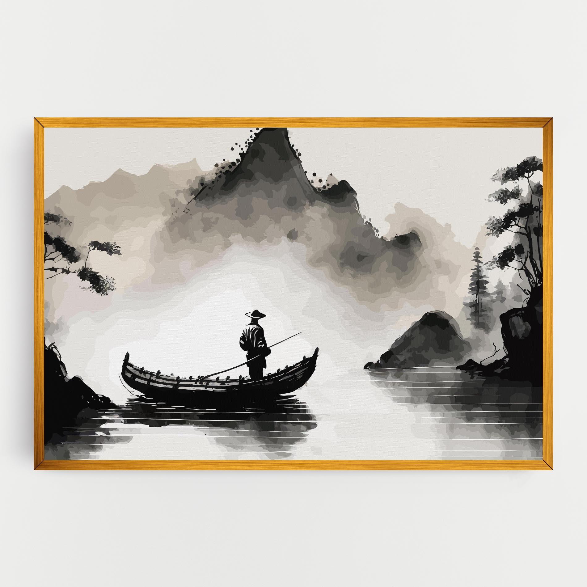 Tablou Canvas Black Ink Boat mockup 0