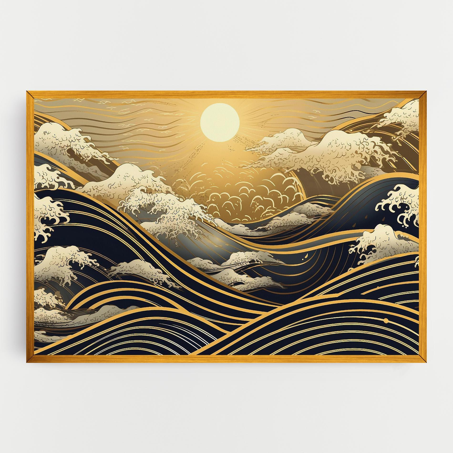 Tablou Canvas Gold Waves Landscape mockup 0