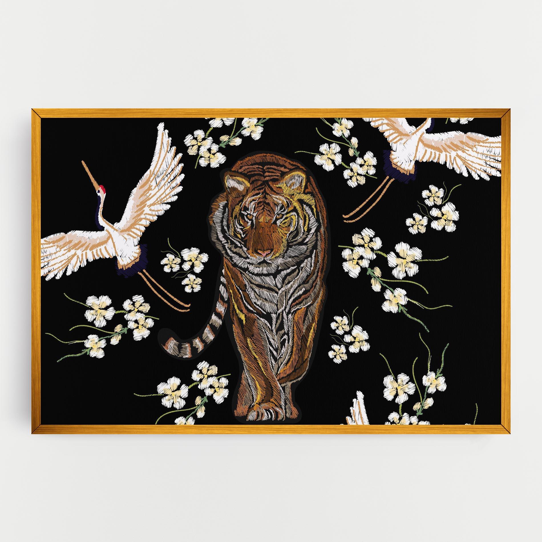 Tablou Canvas Tiger Birds Art mockup 0