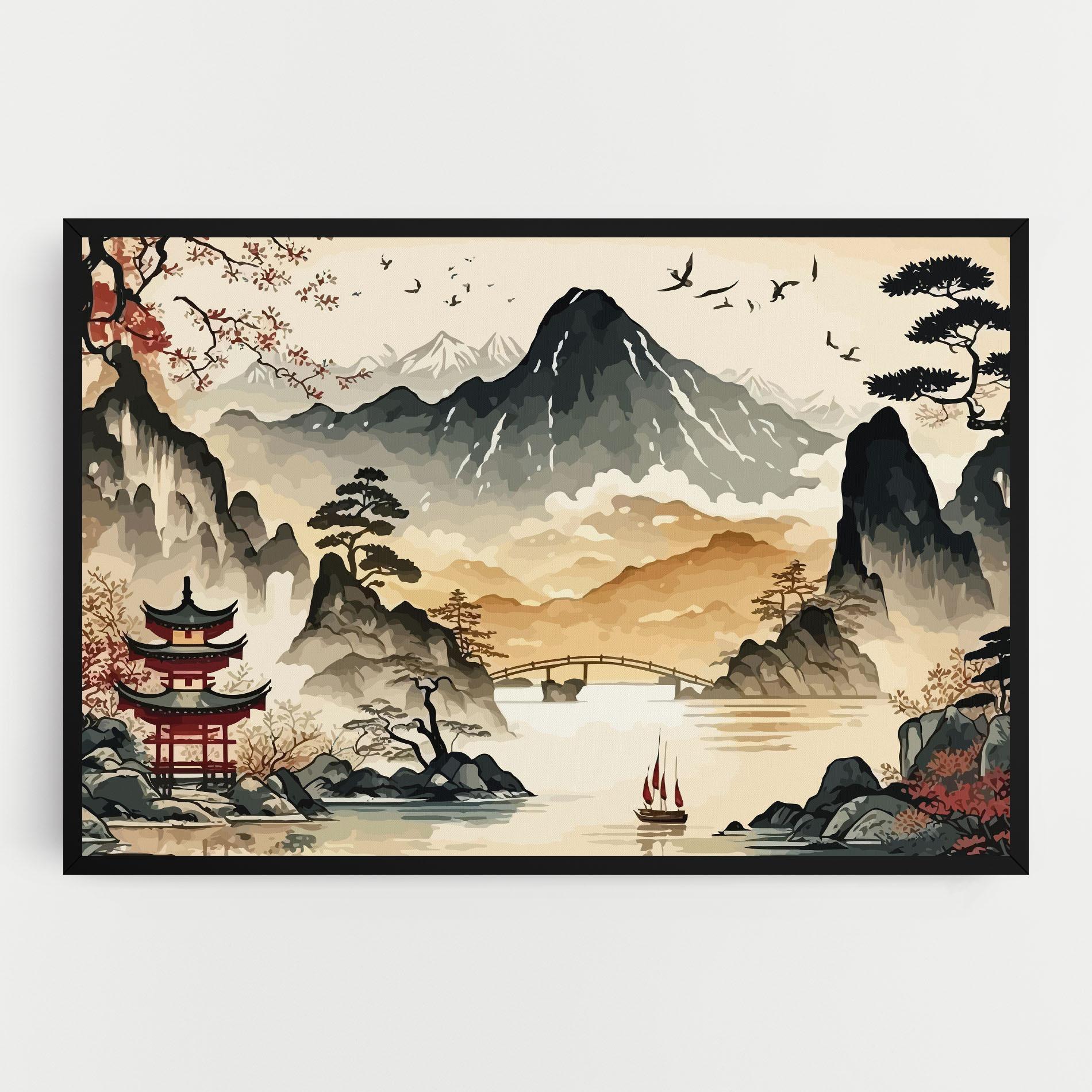 Tablou Canvas Asian Mountain View mockup 0