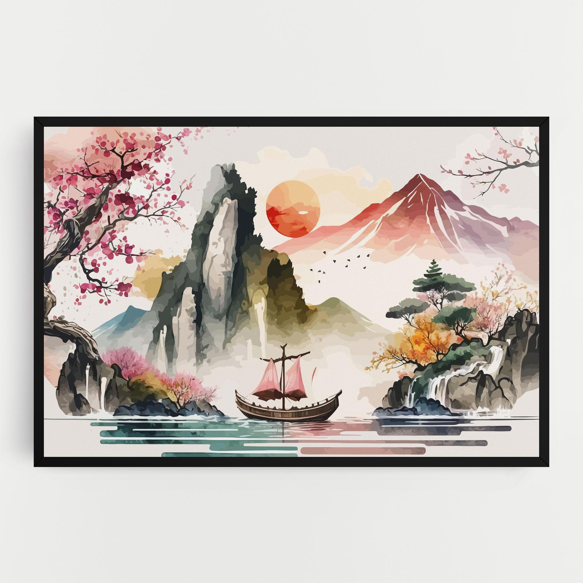 Tablou Canvas Asian Orange Sunset mockup 0