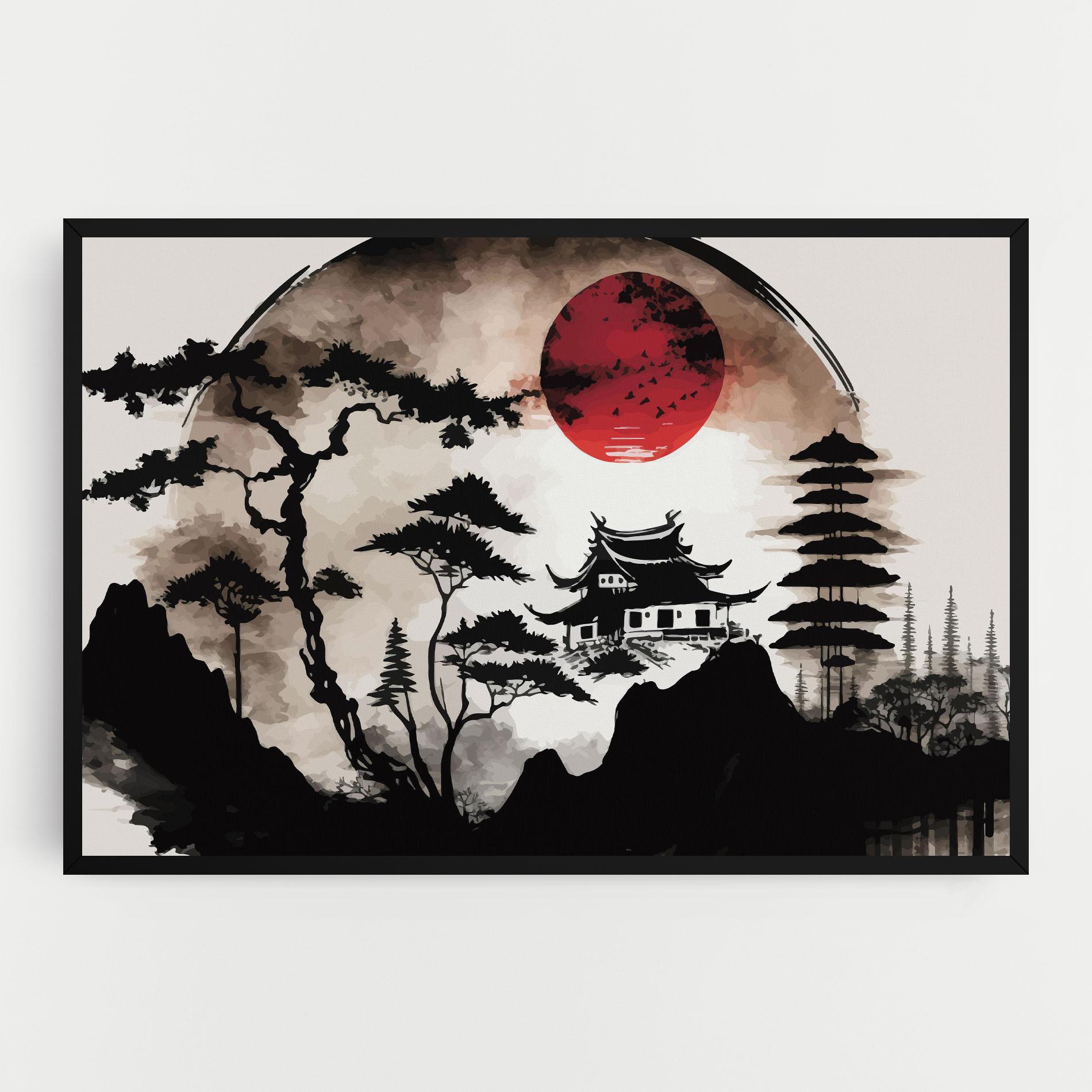 Tablou Canvas Asian Red Moon mockup 0